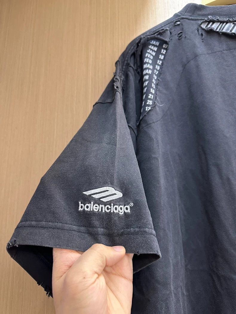 Balenciaga Balenciaga 3B Logo Embroidered Ripped Distressed Short Sle Size US L / EU 52-54 / 3 - 8 Thumbnail
