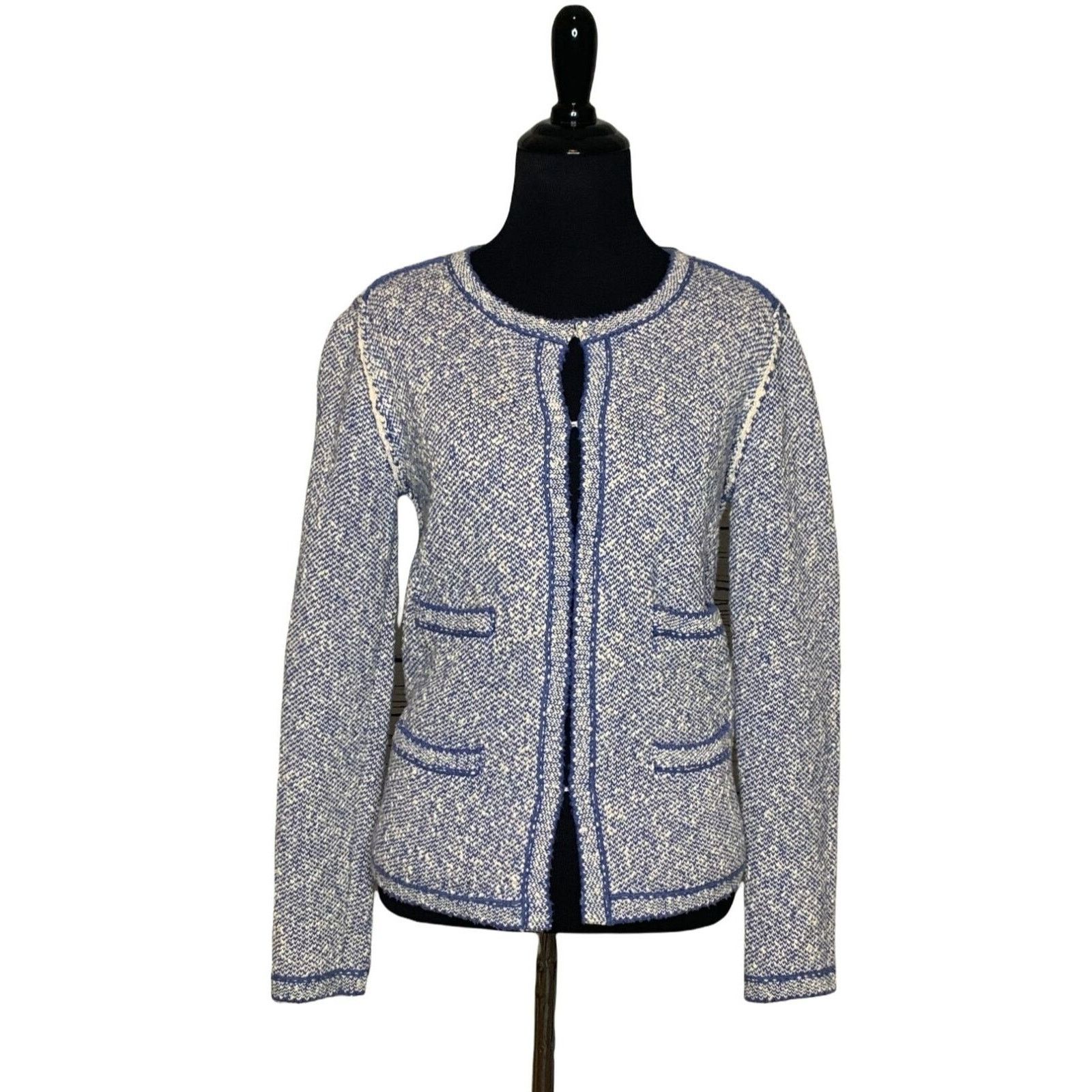 Maje Maje blue tweed evening long sleeves jacket blazer size 2 Size XS / US 0-2 / IT 36-38 - 1 Thumbnail