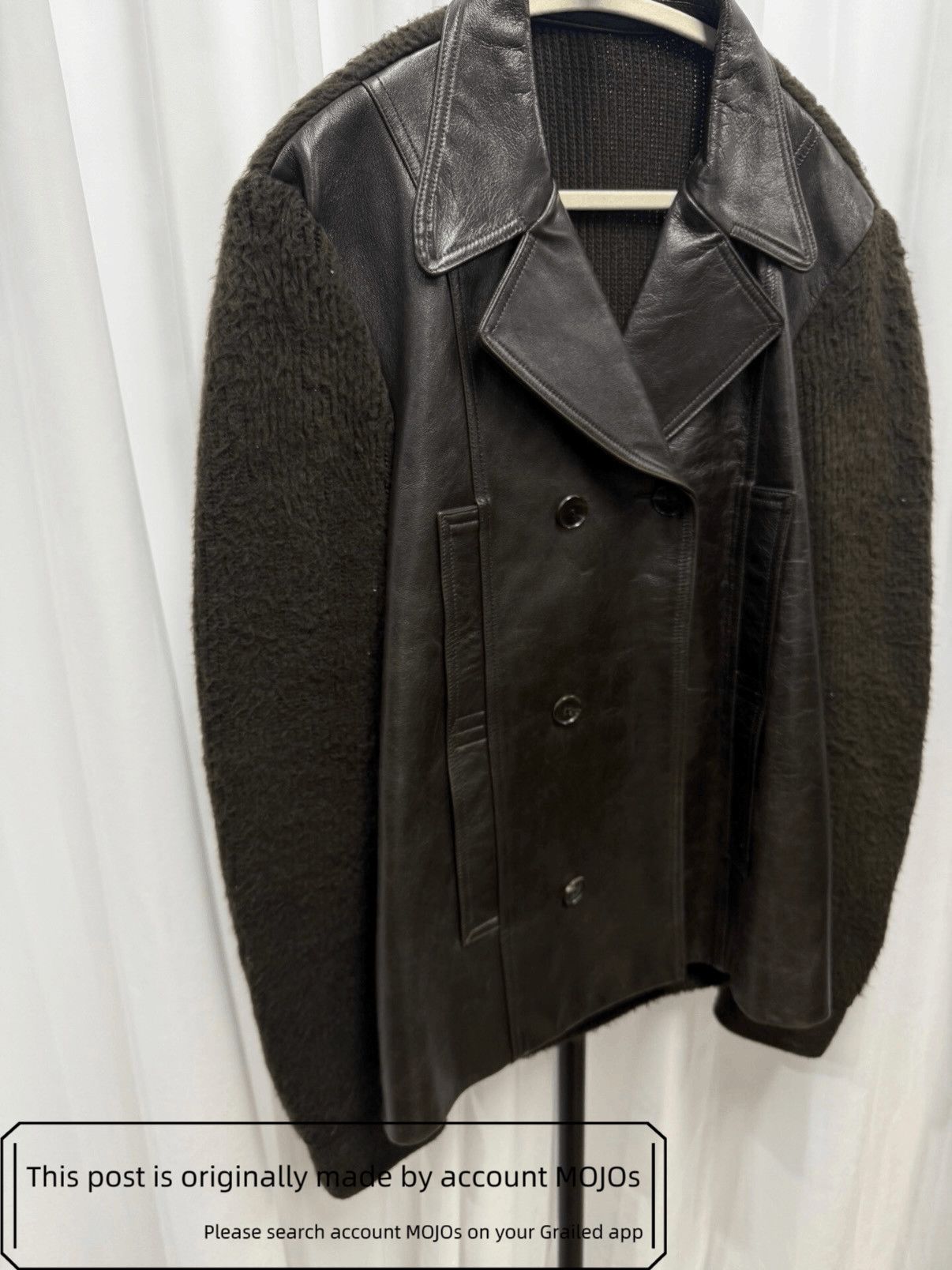 Number (N)ine Sz 3 Number Nine 03AW Leather Joint Knitwear Jacket mojos7 Size US L / EU 52-54 / 3 - 2 Thumbnail