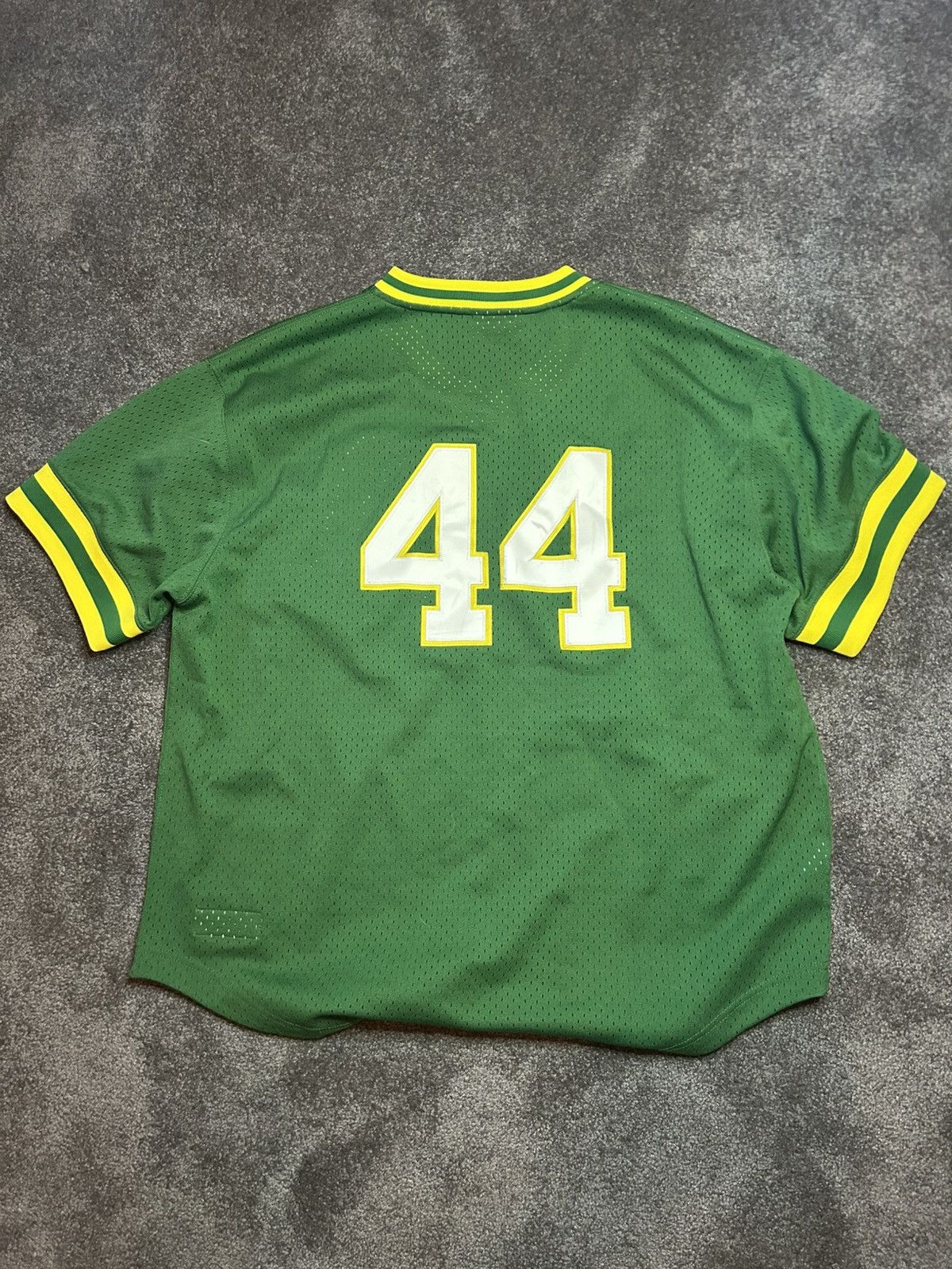 Mitchell & Ness Men's Reggie Jackson Kelly Green Authentic Pullover Jersey Size US XL / EU 56 / 4 - 4 Thumbnail