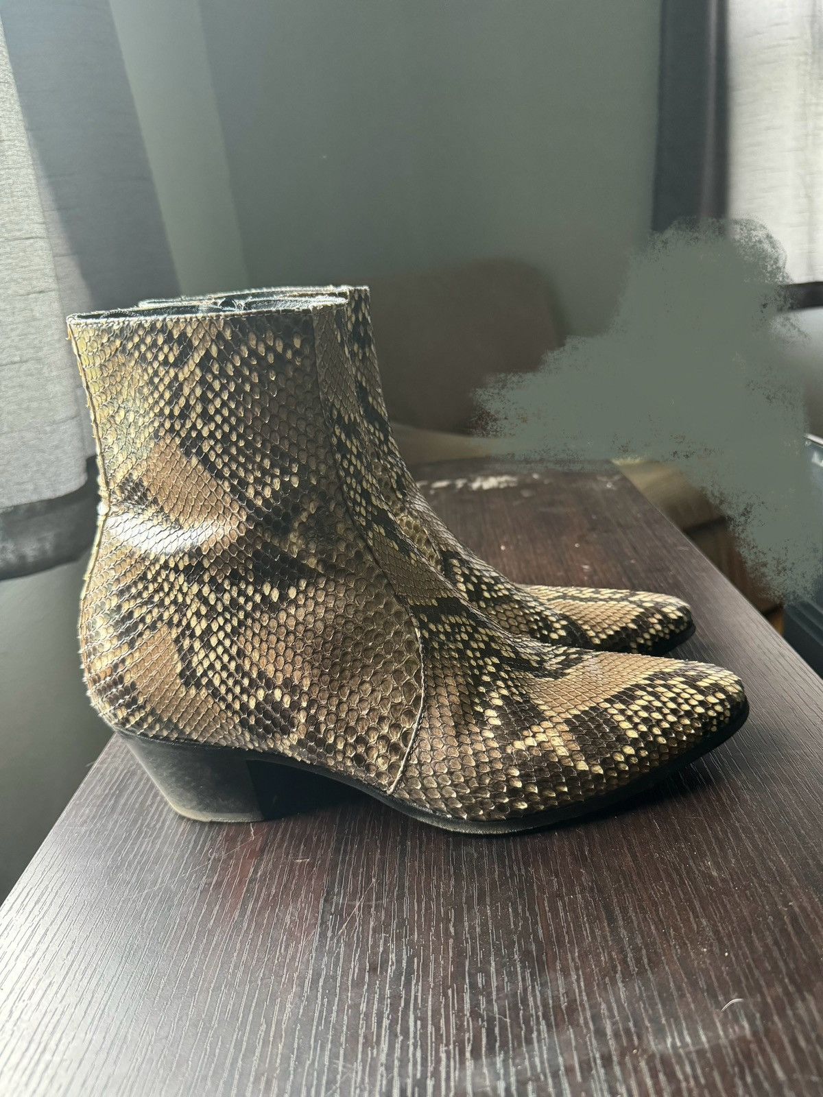 image of Story Et Fall Tan Python Acid Boots Size 43/0 in Orange, Men's