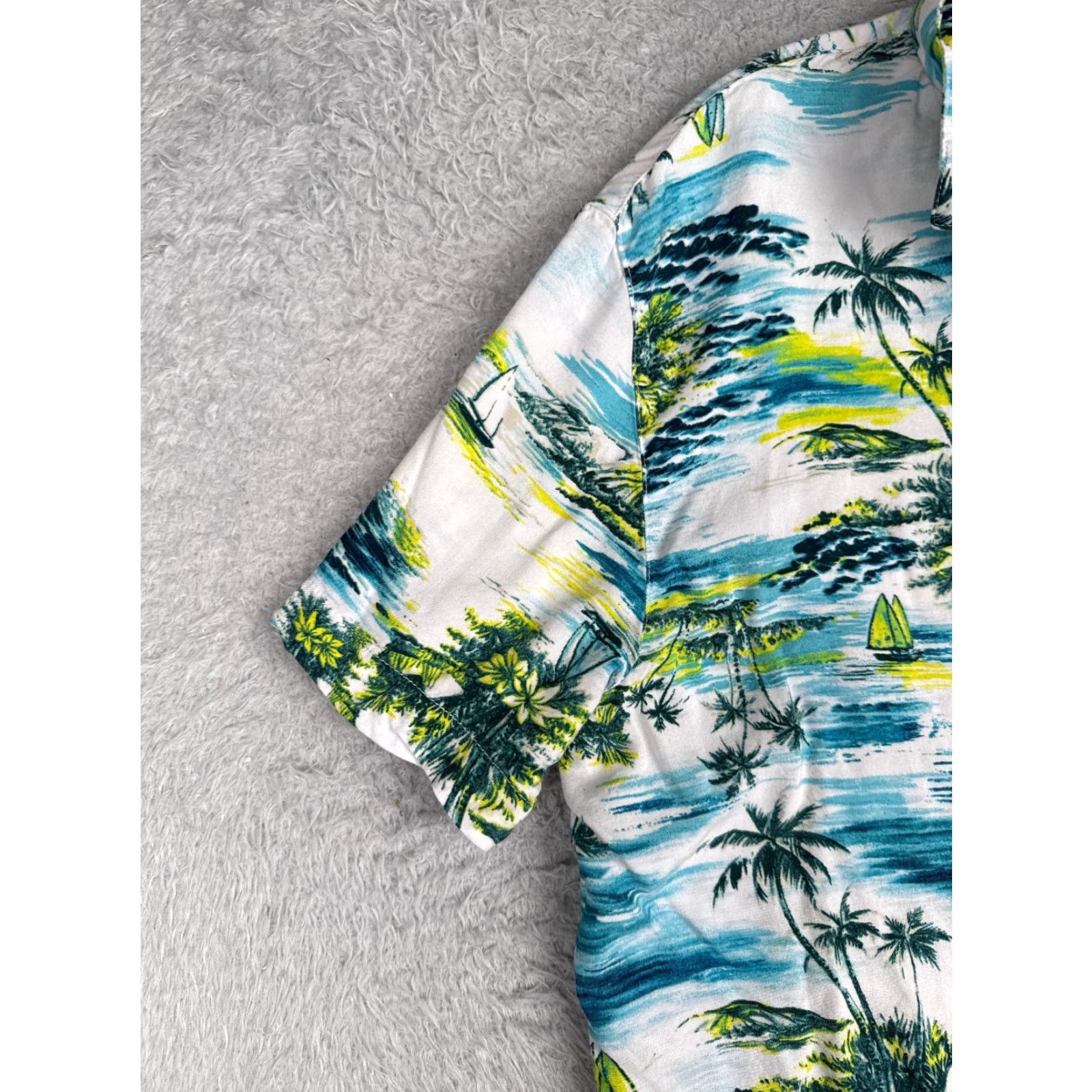 George George Shirt Adult Large White Floral Hawaiian Button Up Rayon Mens Size US L / EU 52-54 / 3 - 3 Thumbnail