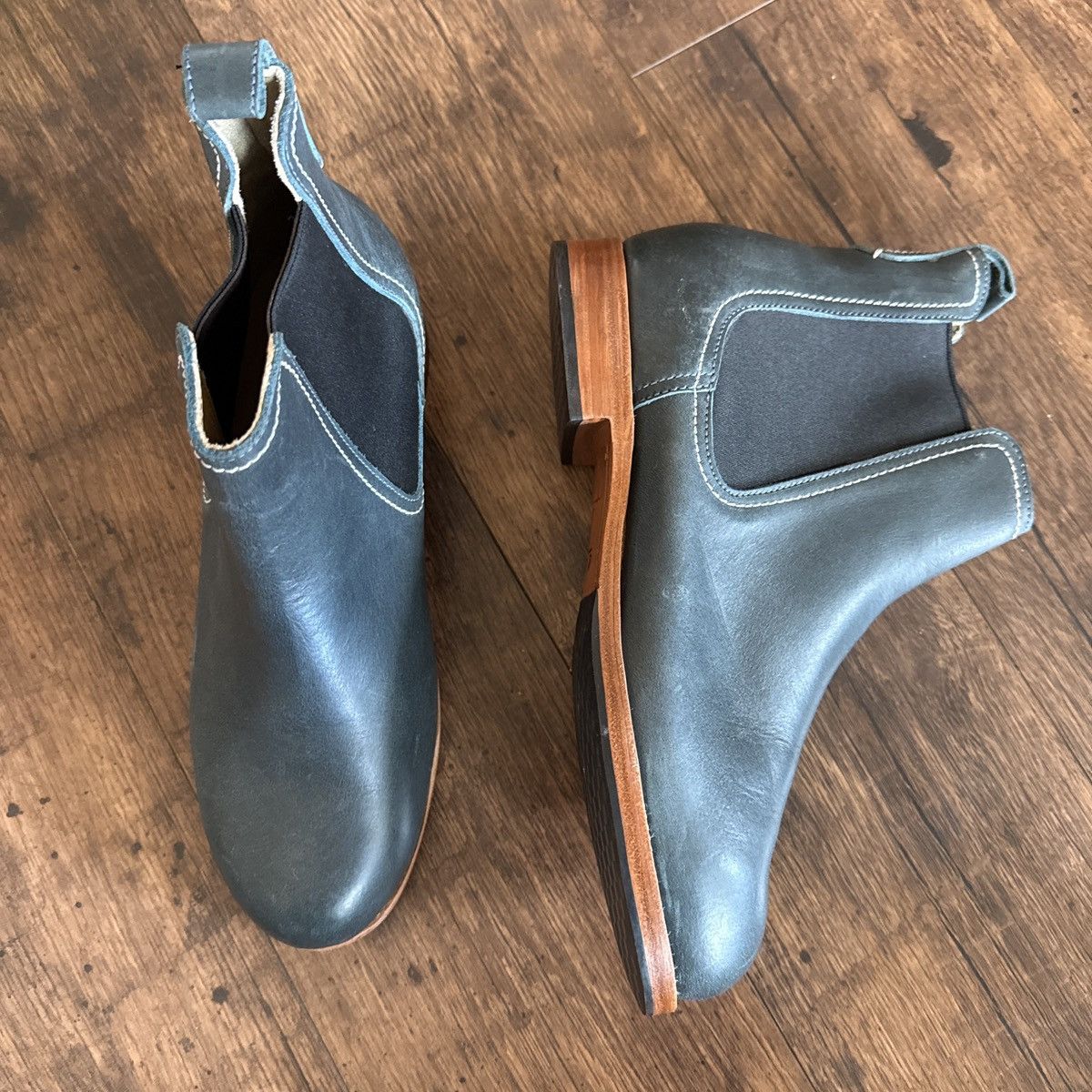 Other Vintage Adalente Handmade Black Leather Chelsea Boots Size US 10 / IT 40 - 2 Thumbnail