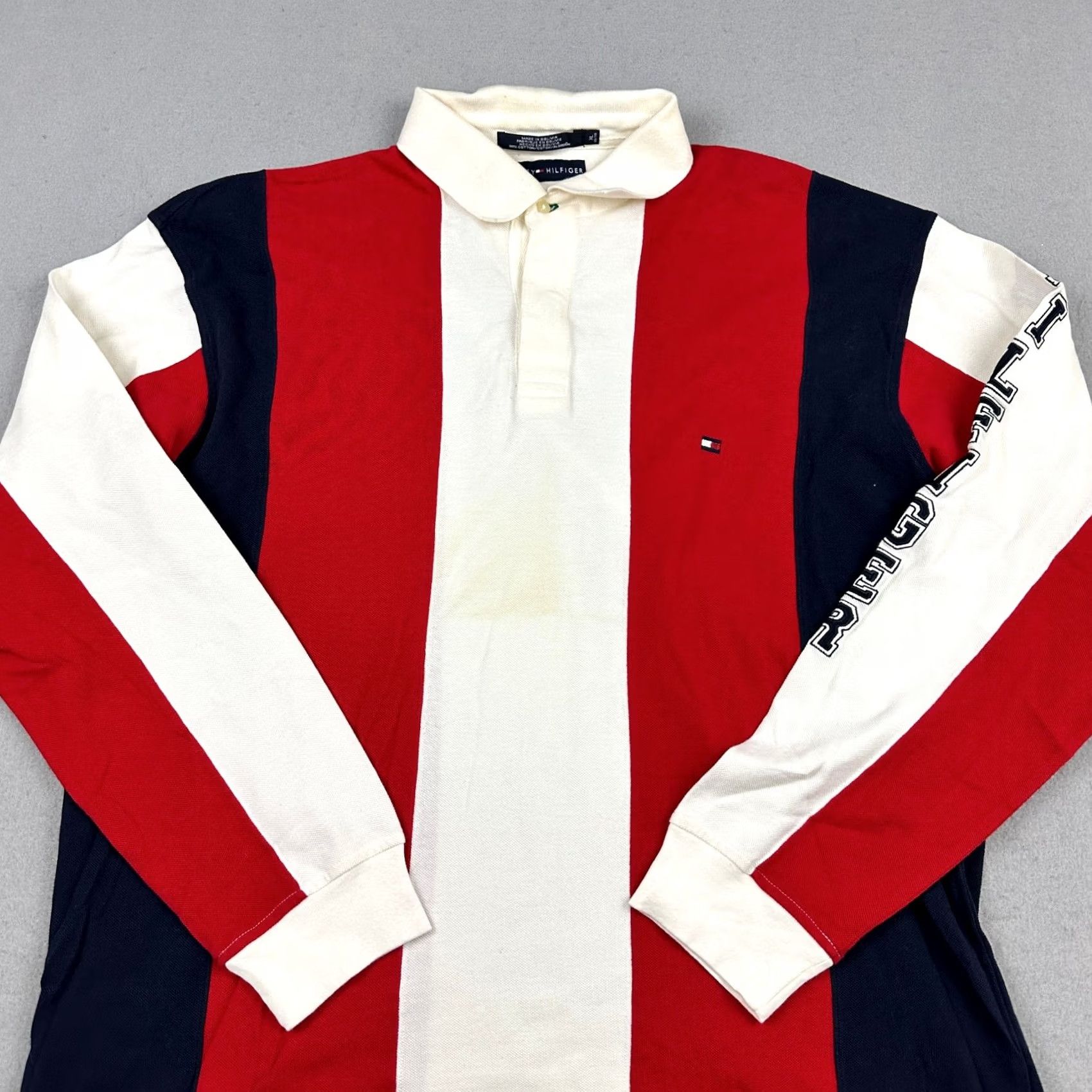 Tommy Hilfiger VINTAGE Tommy Hilfiger Shirt Men XL Red Rugby Polo Spell Out Y2K 2001 Striped Logo Size US XL / EU 56 / 4 - 2 Thumbnail