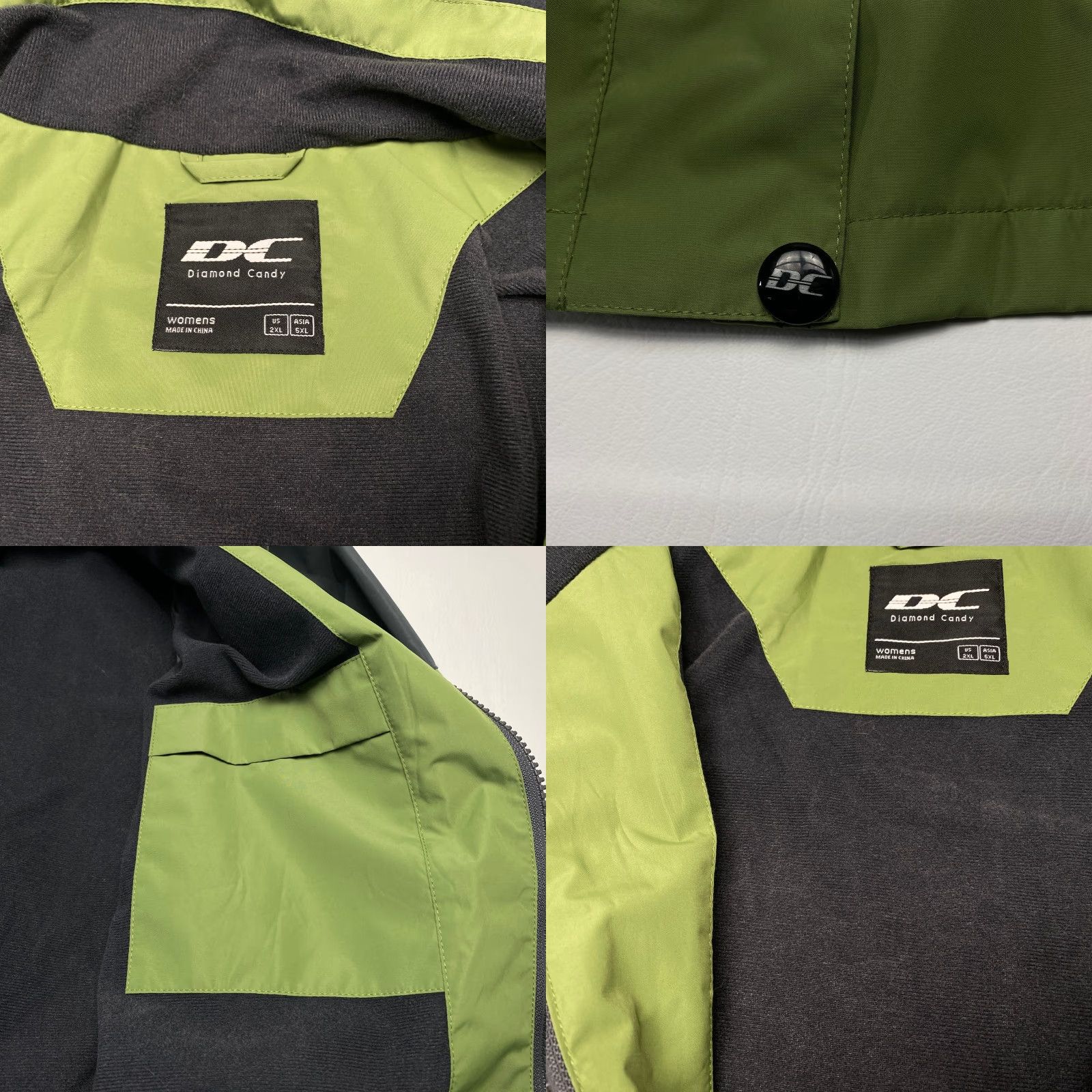 Vintage NEW Diamond Jacket Womens 2XLGreen Hooded Lightweight Rain Wind Proof Size XXL / US 16-18 / IT 52-54 - 9 Thumbnail