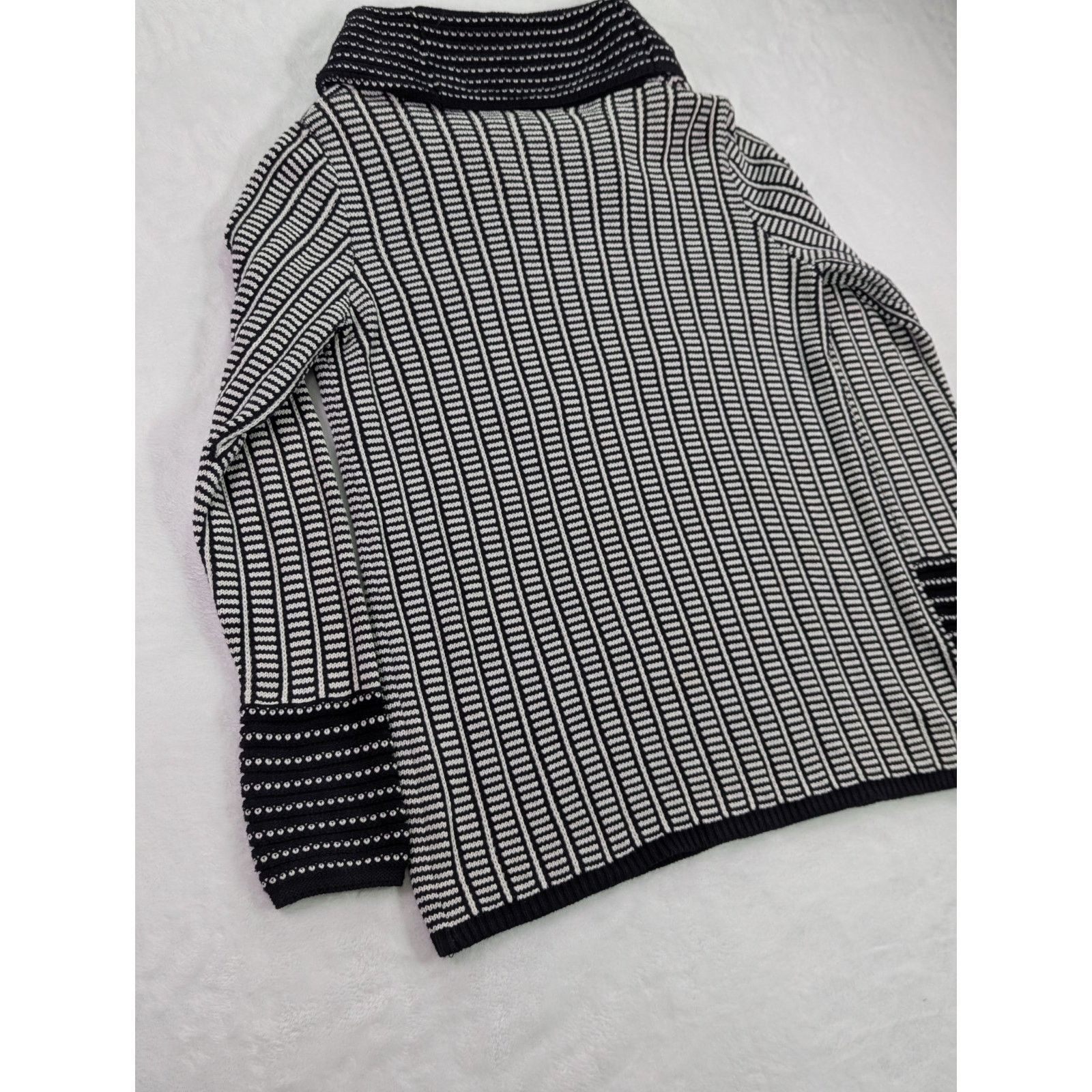 Calvin Klein Large Black & White Pattern Cowl Neck Sweater Size L / US 10 / IT 46 - 9 Thumbnail
