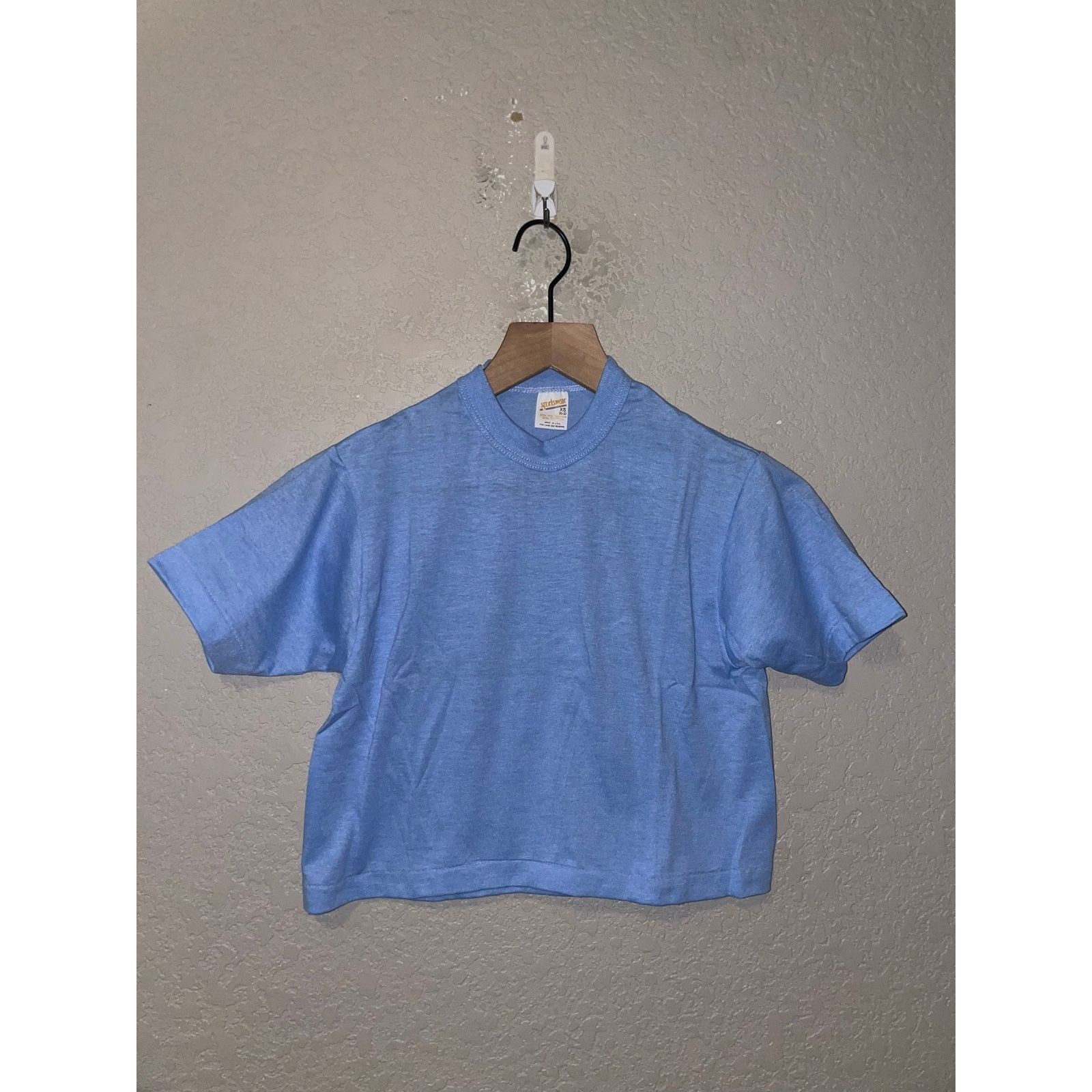 Other Women's Sportswear Light Blue Crop Top Blank Shirt Tee XS Size XS / US 0-2 / IT 36-38 - 1 Thumbnail