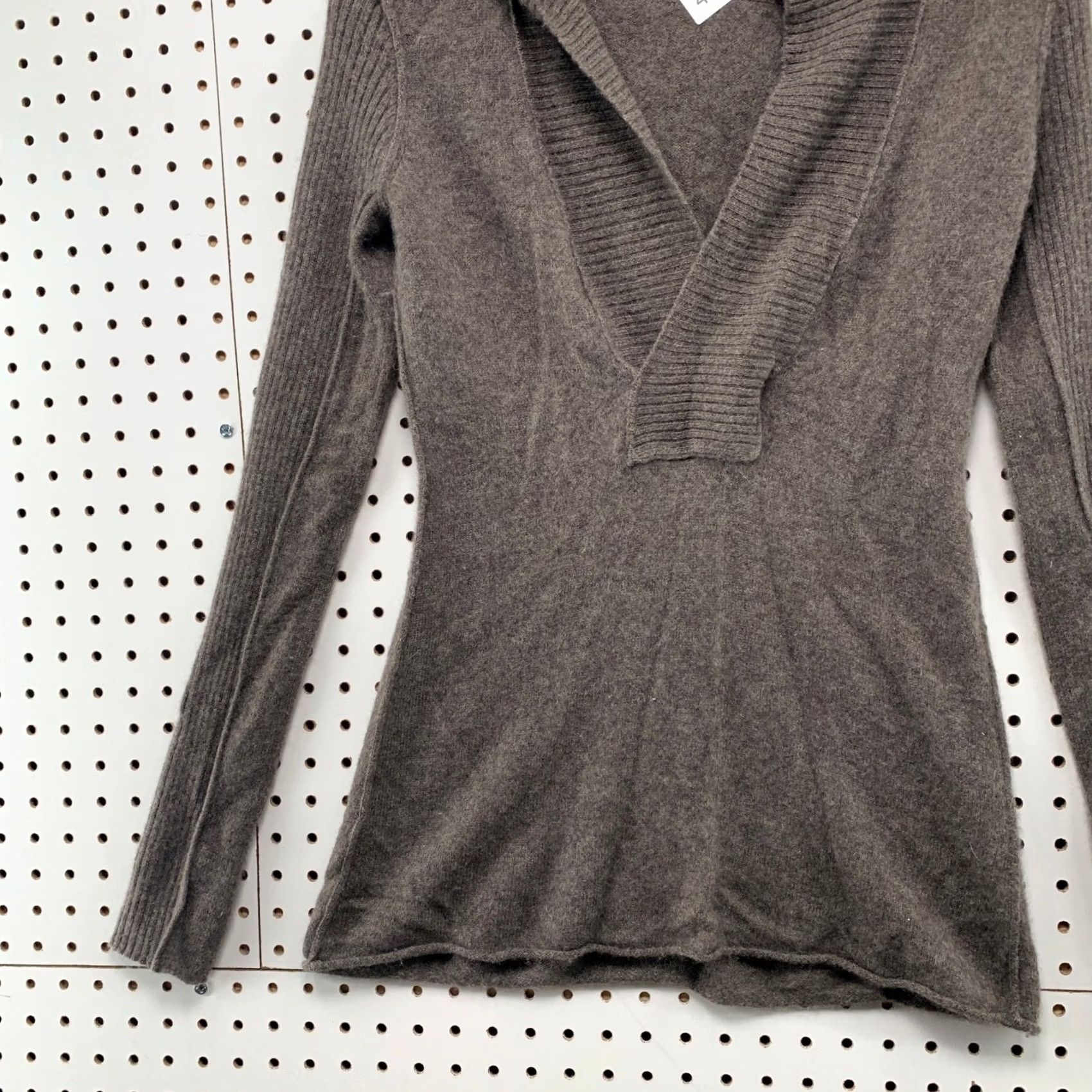 AQUA Aqua Cashmere Hooded Sweater Womens Medium Brown 100% Cashmere V Neck Pullover Size M / US 6-8 / IT 42-44 - 5 Thumbnail
