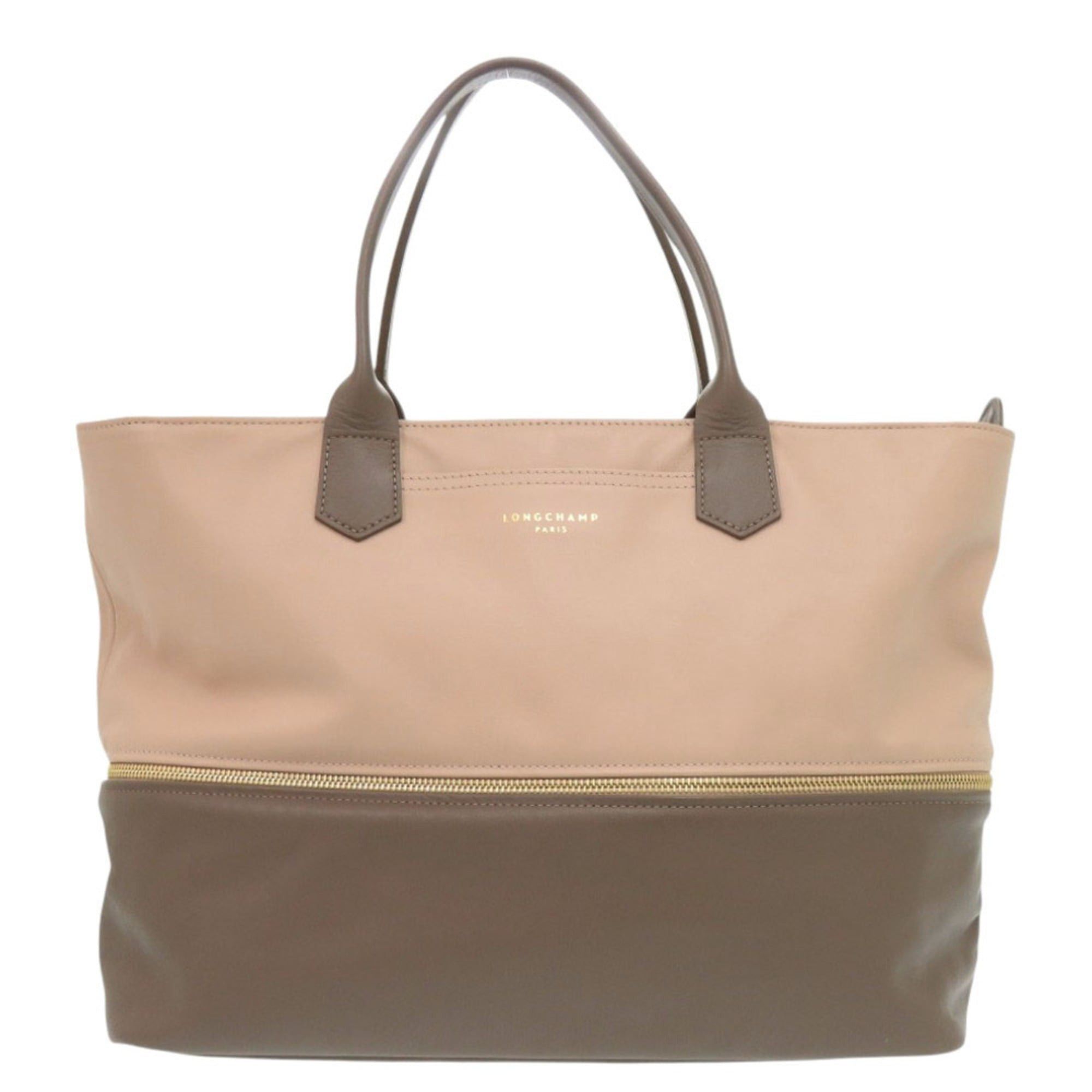 Longchamp Longchamp 2-way Leather Tote Bag in Brown and Pink Beige (0535) Size ONE SIZE - 1 Thumbnail