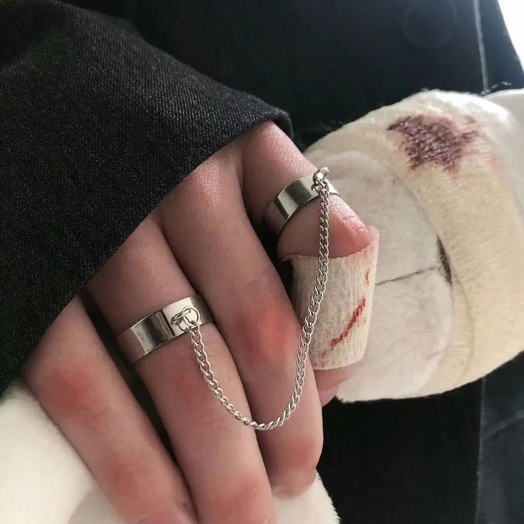 Other Retro Chain Connected Cross Ring Size ONE SIZE - 5 Thumbnail