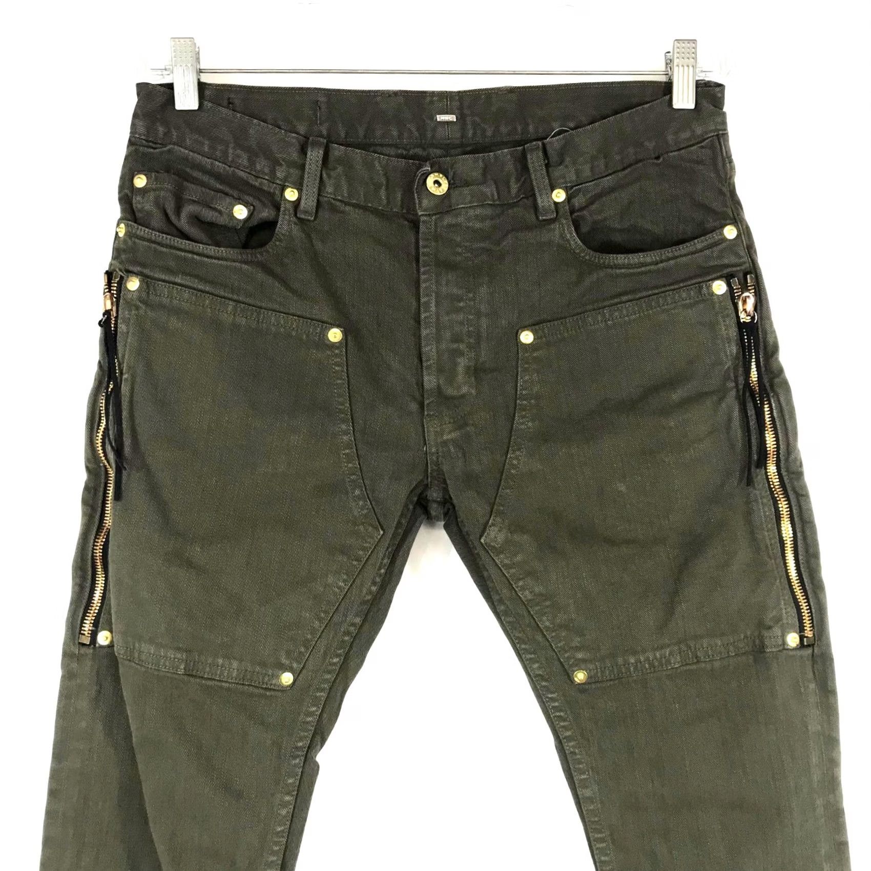 Vintage MR. COMPLETELY - MENS 32 - OLIVE DOUBLE PANEL ZIPPERS JEANS Rockstar Goth Grunge Skinny Size US 32 / EU 48 - 2 Thumbnail