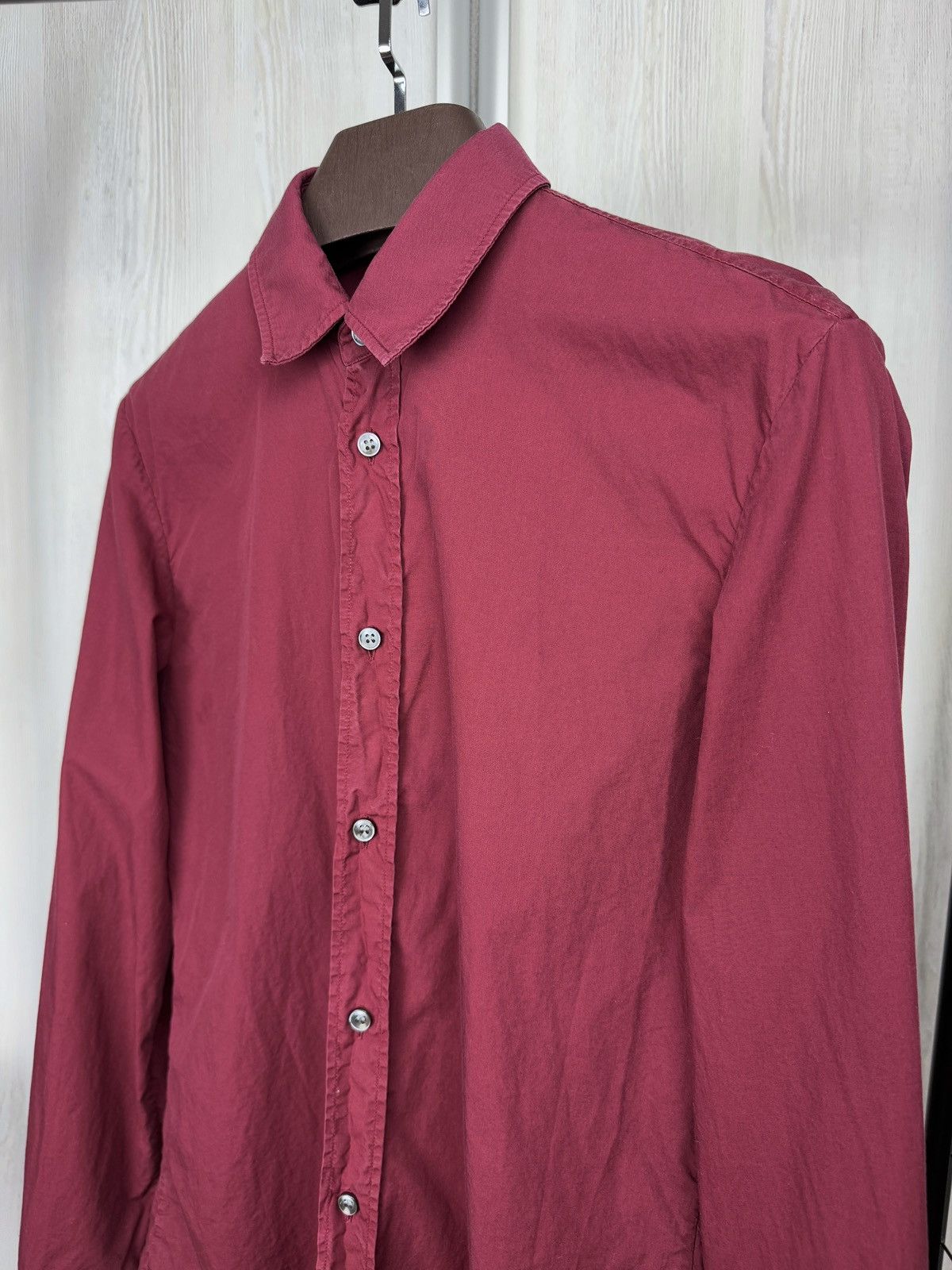 Maison Margiela Men’s Maison Martin Margiela Burgundy Long Sleeve Shirt 46 Size US S / EU 44-46 / 1 - 4 Thumbnail