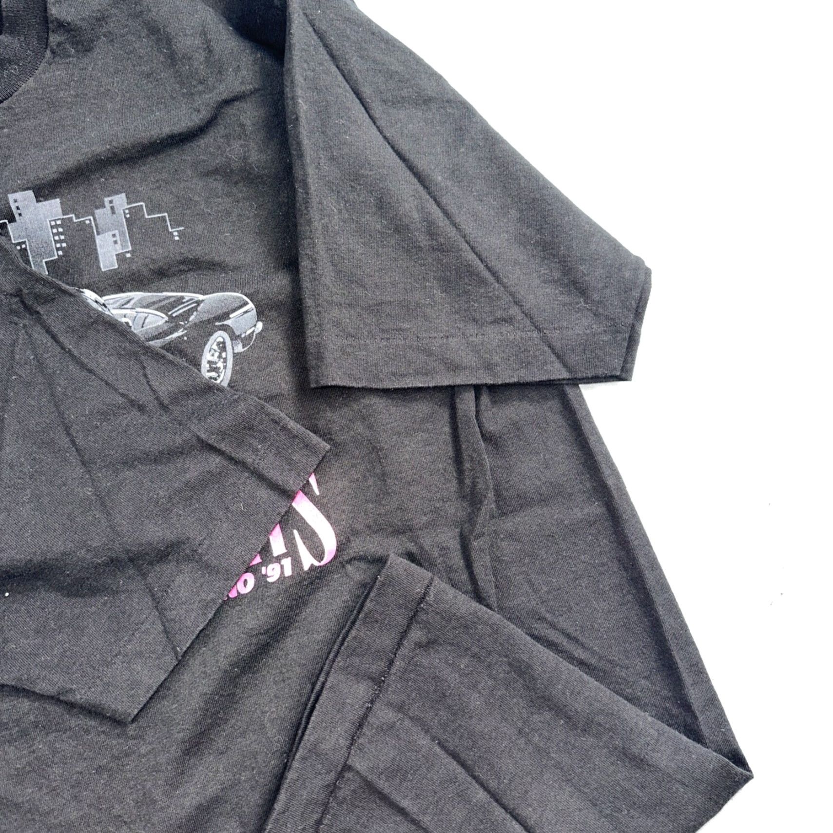 Fruit Of The Loom VINTAGE Fruit of the Loom T-Shirt XL Black Crew Neck Short Sleeve Cars USA Flag 90s 80s 70s Size US XL / EU 56 / 4 - 3 Thumbnail