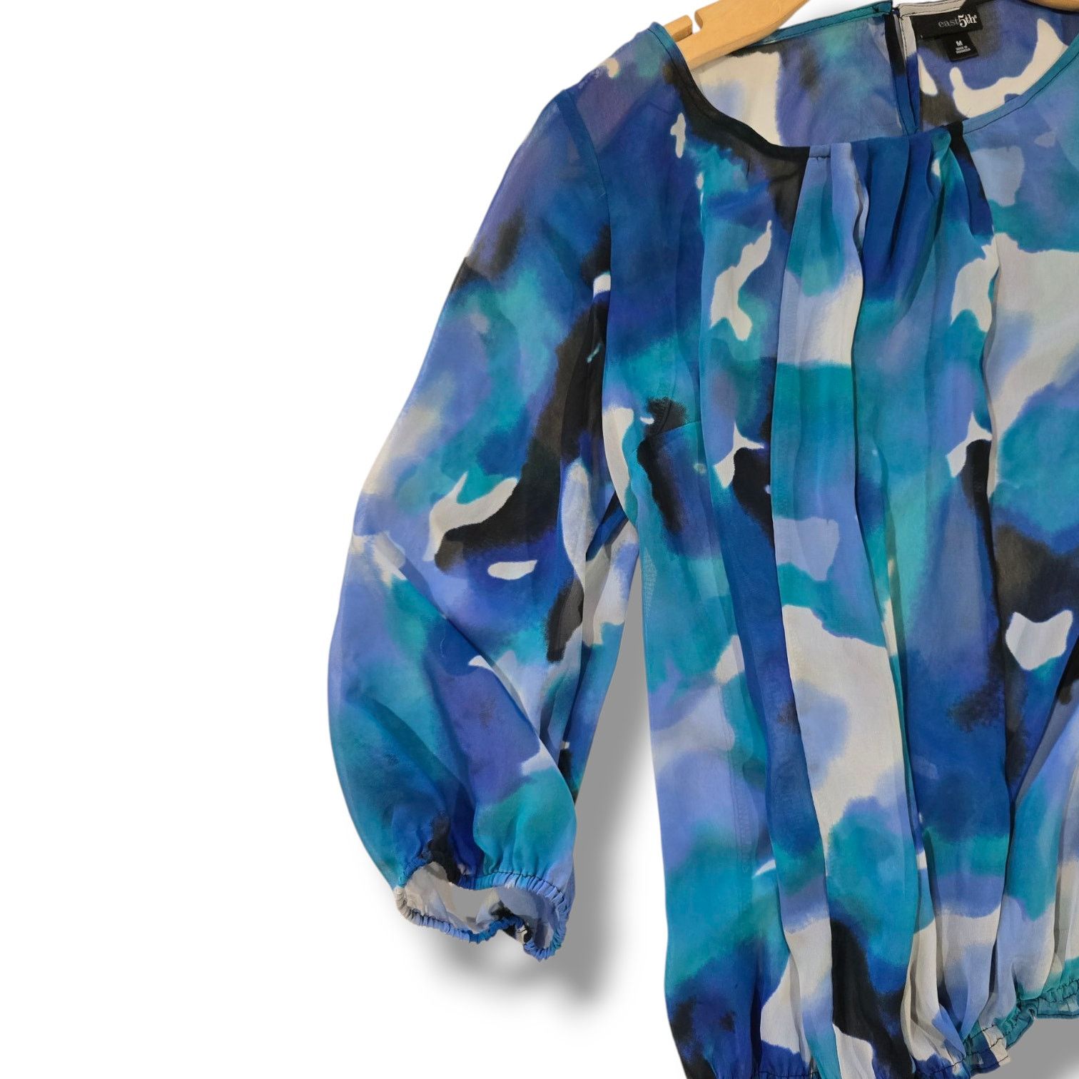 Other East 5th Women’s Blue Watercolor Semi-Sheer Blouse | Size M0 Size M / US 6-8 / IT 42-44 - 3 Thumbnail