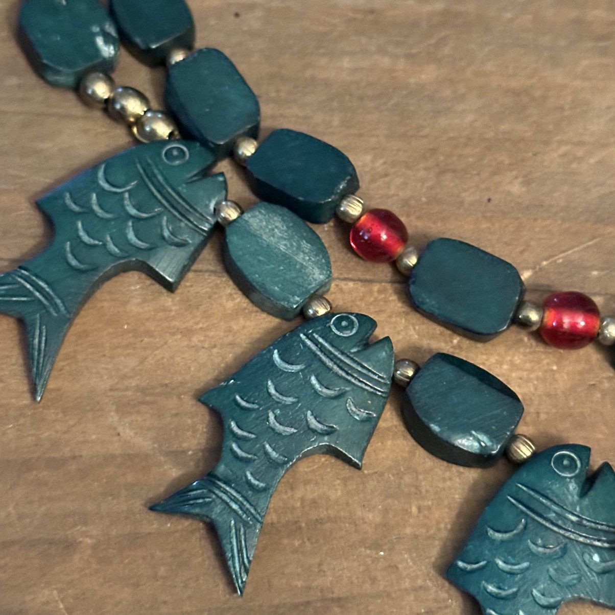 Vintage Vintage wooden layered dangling fish necklace Size ONE SIZE - 5 Thumbnail