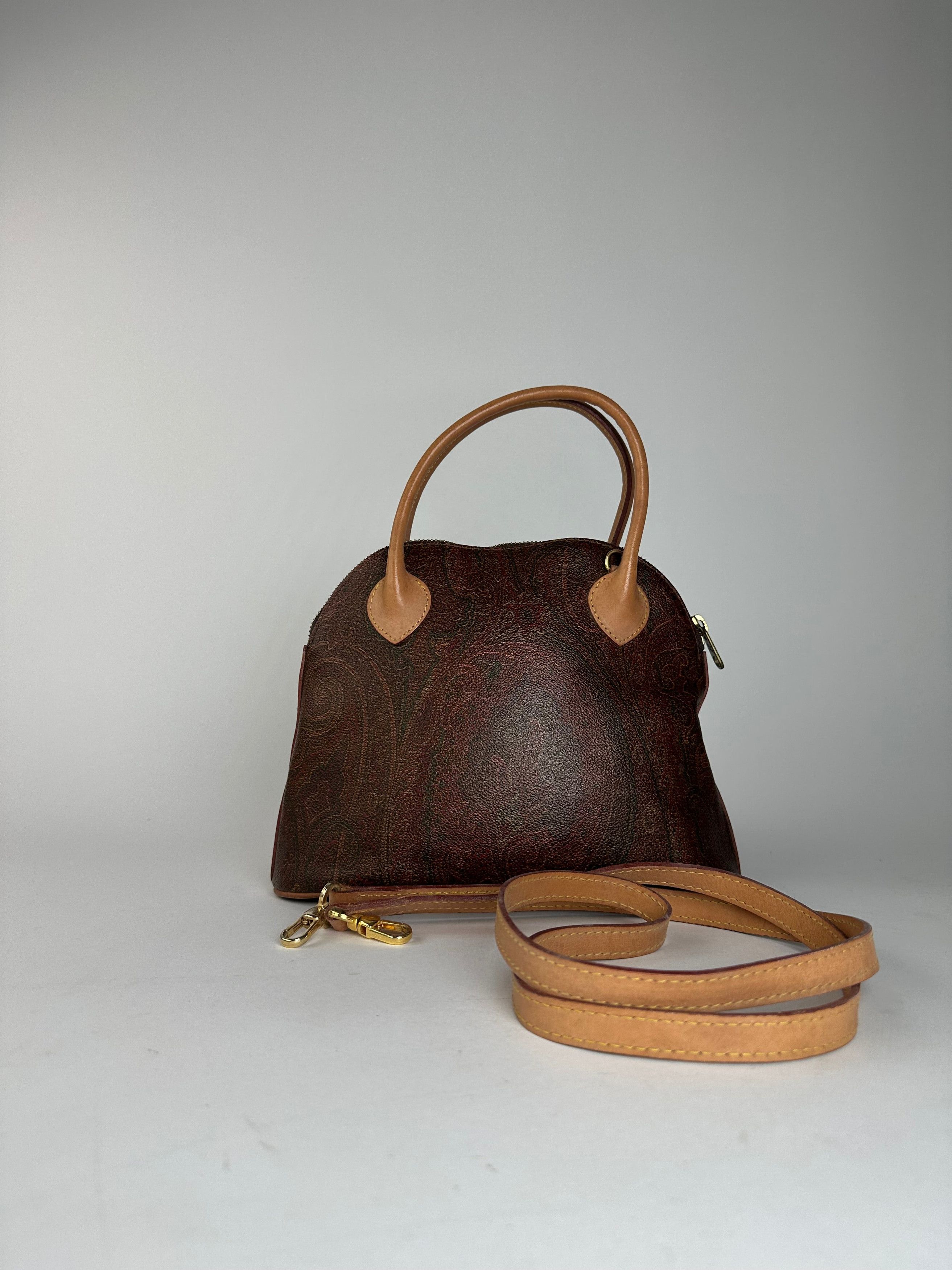 Etro Vintage Paisley Monogram 2Way Leather Handbag Orange Red Bro Size ONE SIZE - 1 Thumbnail