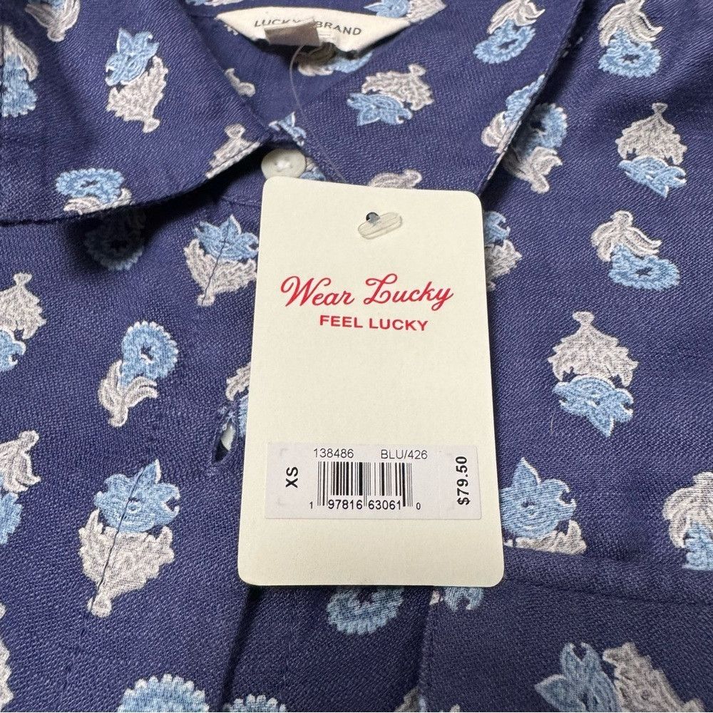 Lucky Brand NWT New $80 Lucky Brand Blue Floral Cotton Viscose Shirt Si Size XS / US 0-2 / IT 36-38 - 6 Thumbnail