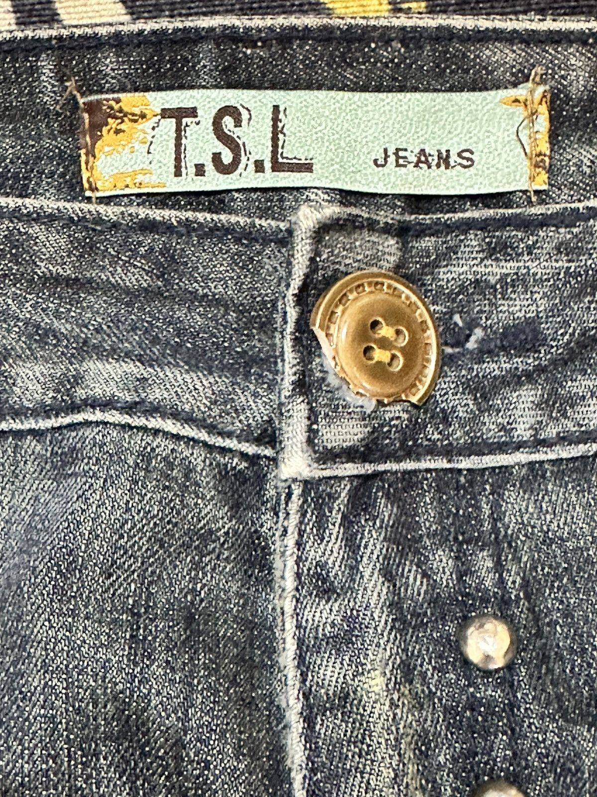 Tornado Mart Vintage T.S.L Jeans Campus Crew Baggy Embellished Poem Denim Size US 31 - 7 Thumbnail