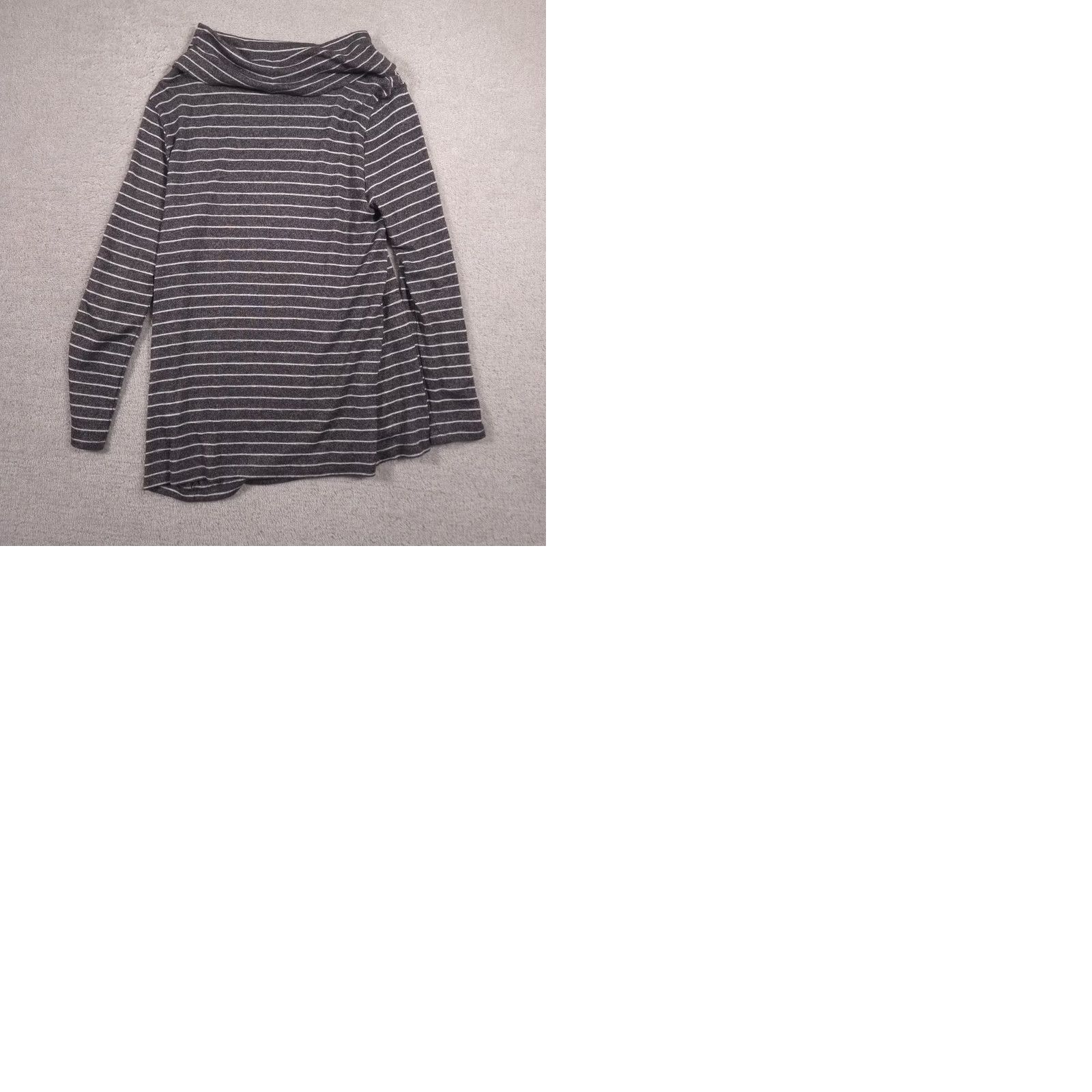 Vintage Chico's Shirt Womens Gray Stripe Cowl Neck Long Sleeve Tunic Top Stretch Size XS / US 0-2 / IT 36-38 - 9 Thumbnail