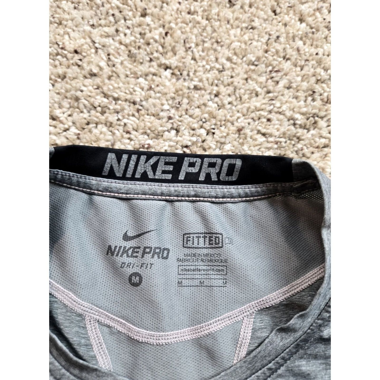Nike Nike Pro Dri-Fit Shirt Mens Medium Gray Long Sleeve Vented Fitted Stretch Size US M / EU 48-50 / 2 - 5 Thumbnail