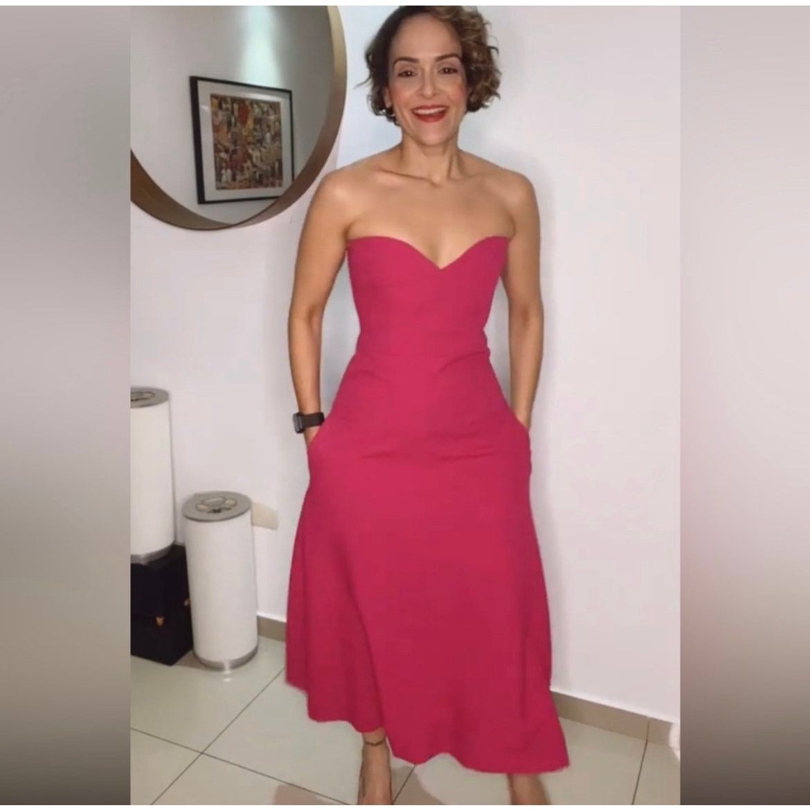 Zara ZARA BLOGGER FAVORITE BUSTIER MIDI DRESS FUCHSIA Size XS / US 0-2 / IT 36-38 - 8 Thumbnail