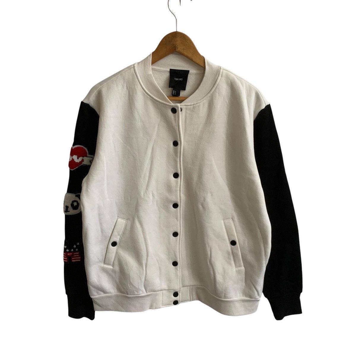 Vintage White Bomber Jacket Cartoon Paches Rare Medium Size US M / EU 48-50 / 2 - 1 Thumbnail
