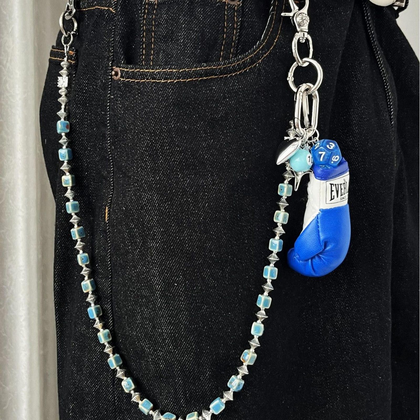 Jewelry Boxing Glove Wallet Chain, Beaded Accessory Size ONE SIZE - 4 Thumbnail