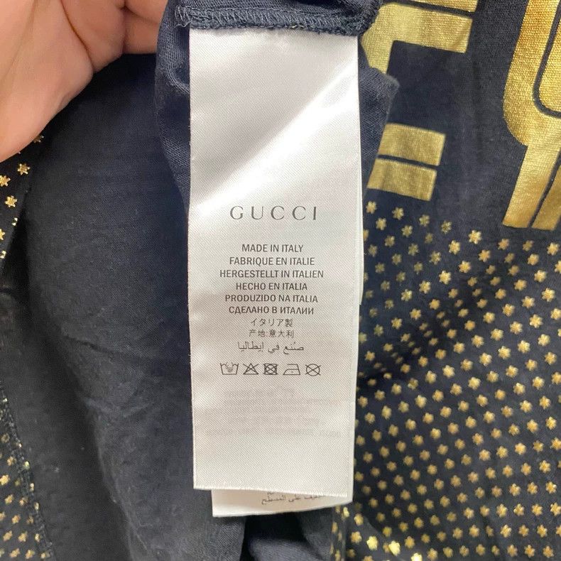 Gucci Gucci Black gold star full print letter logo short sleeve 2 Size S / US 4 / IT 40 - 4 Thumbnail