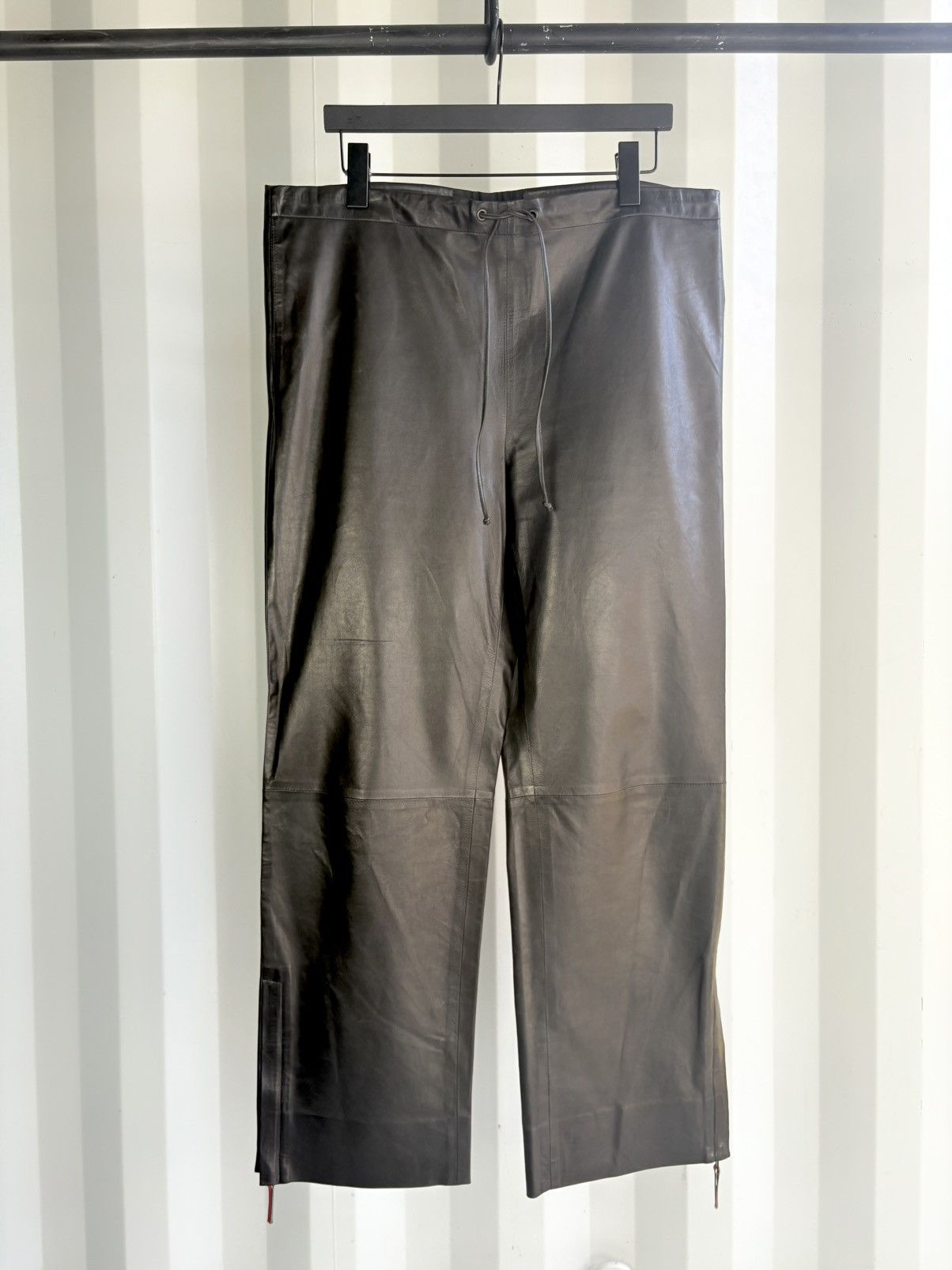 Gucci Leather Drawstring Pants Ankle Zip Tom Ford Era Size US 32 / EU 48 - 1 Thumbnail