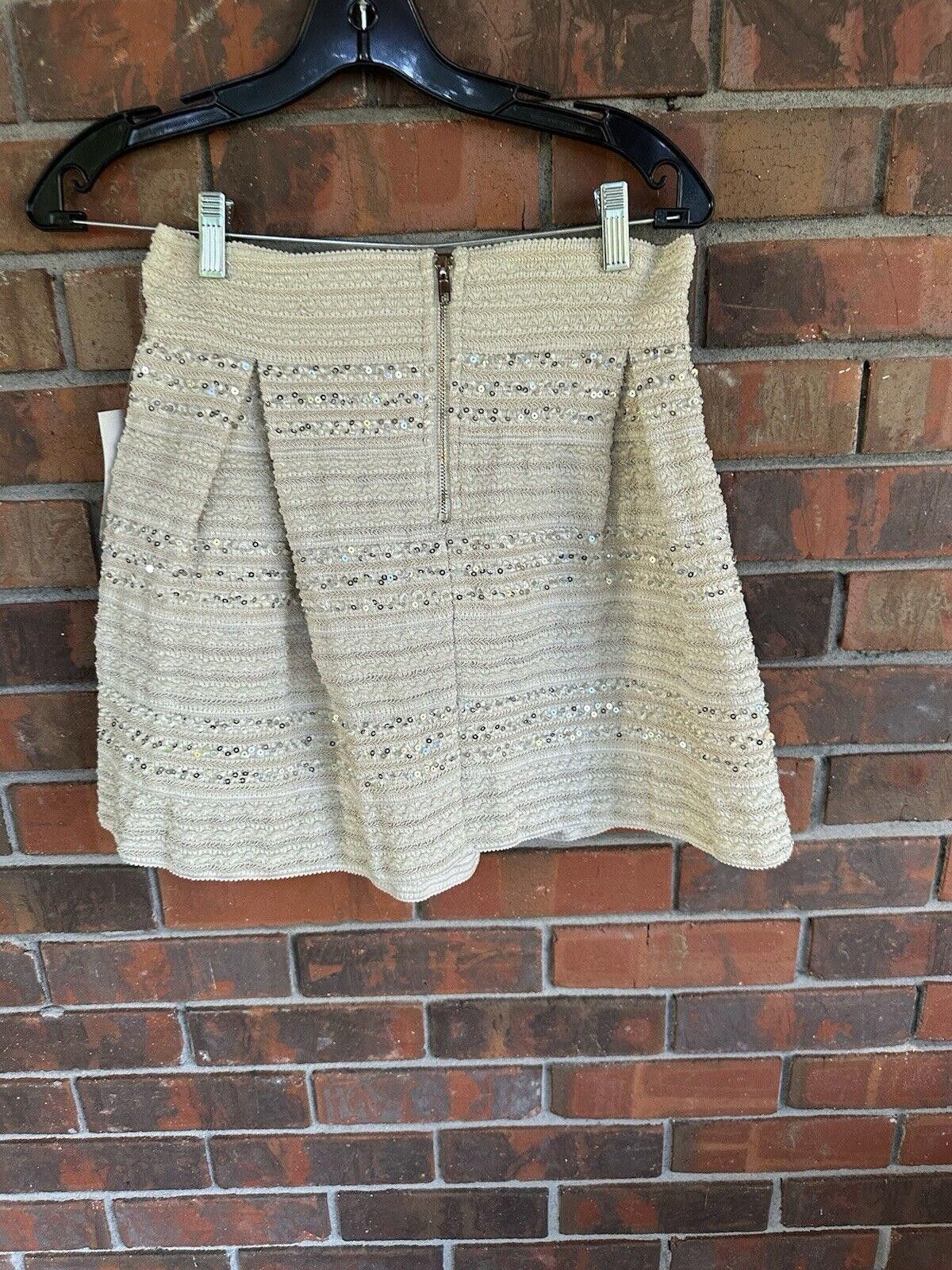 Designer Ginger G Pleated Bandage Skirt Cream Textured Size 32" / US 10 / IT 46 - 7 Thumbnail