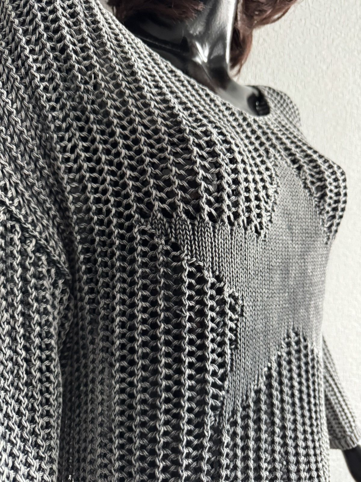 Japanese Brand × Vintage 00s Vintage mesh knit star distressed sweater Avantgarde Size L / US 10 / IT 46 - 6 Thumbnail