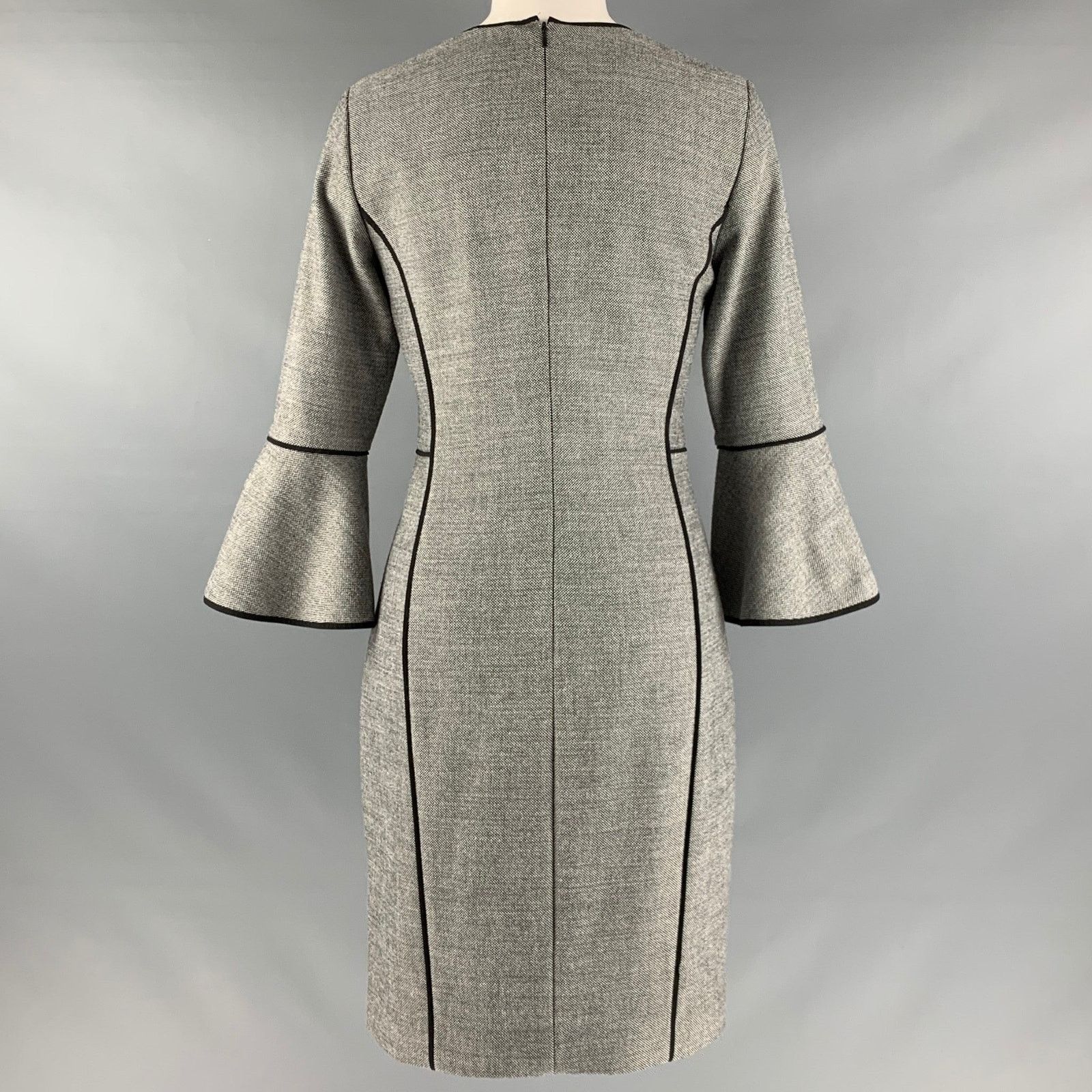 Elie Tahari Black White Polyester Blend Nailhead 3/4 Sleeves Dress Size S / US 4 / IT 40 - 4 Thumbnail