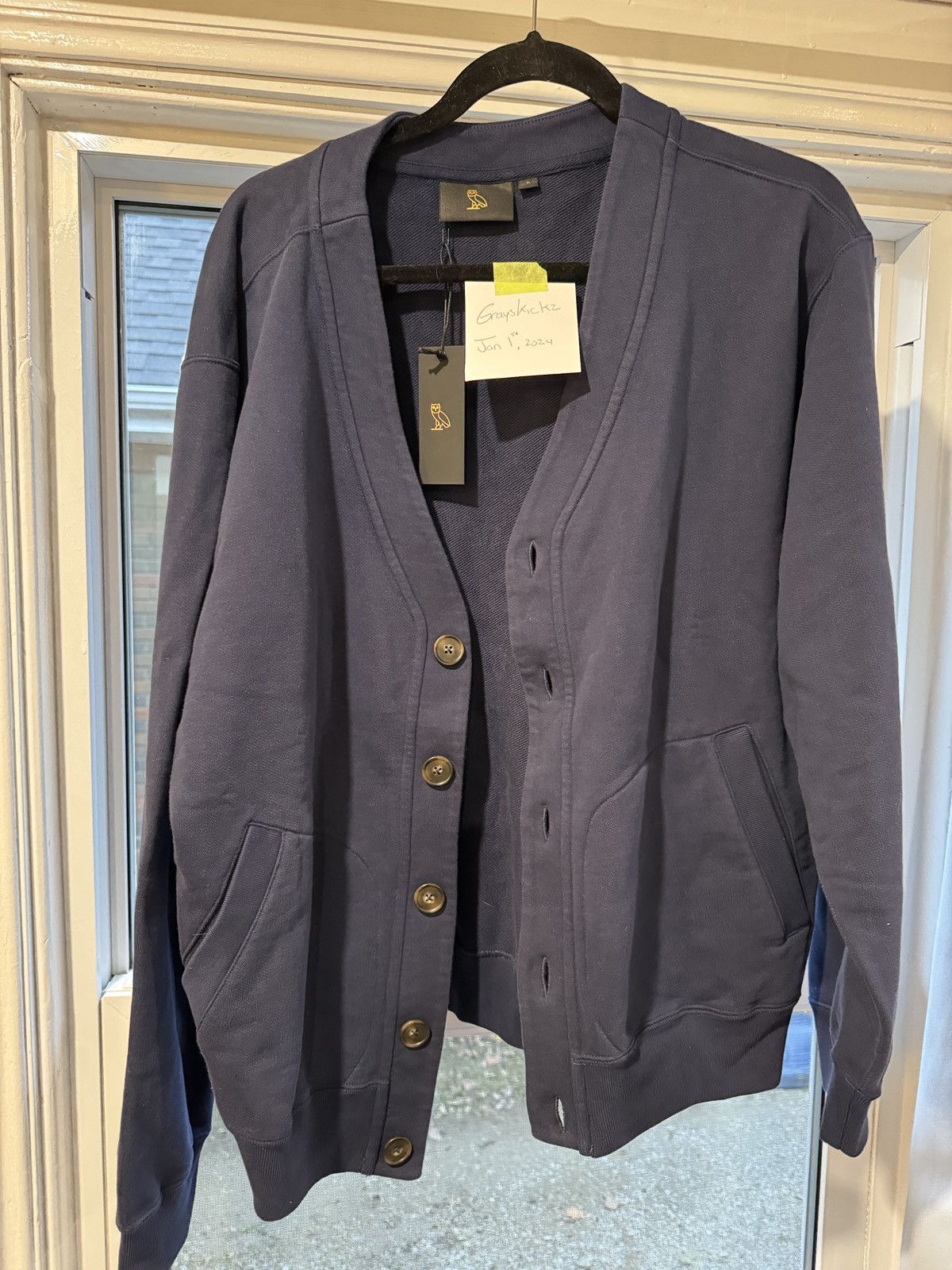 image of Octobers Very Own Ovo Cardigan in Navy, Men's (Size Large)