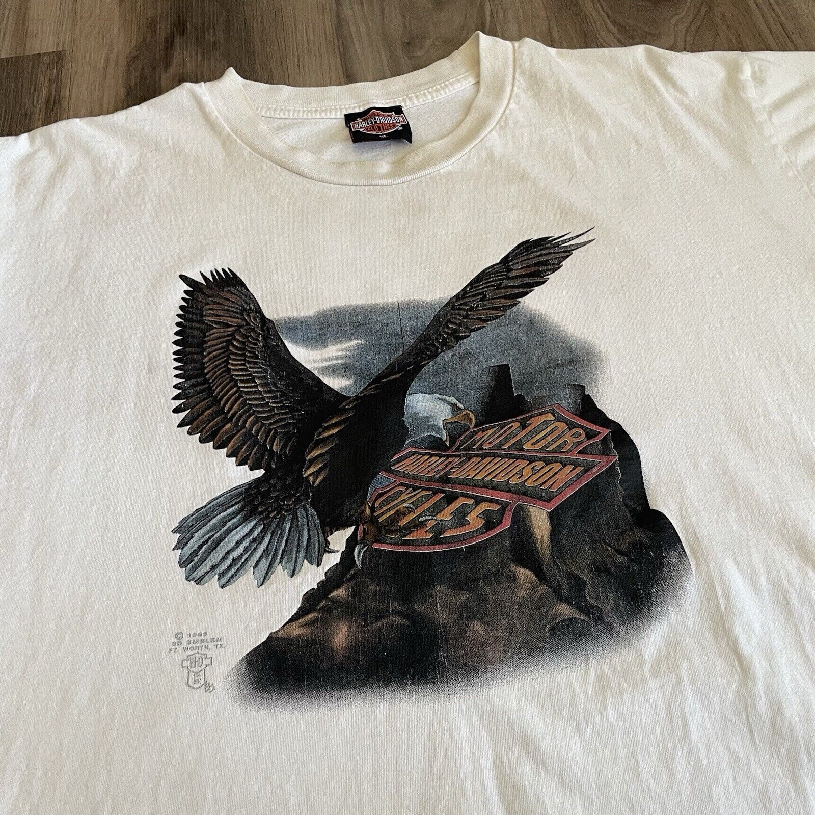 Harley Davidson × Vintage Vintage Harley Davidson 3D Emblem T-Shirt Eagle Rare Size XL Size US XL / EU 56 / 4 - 2 Thumbnail