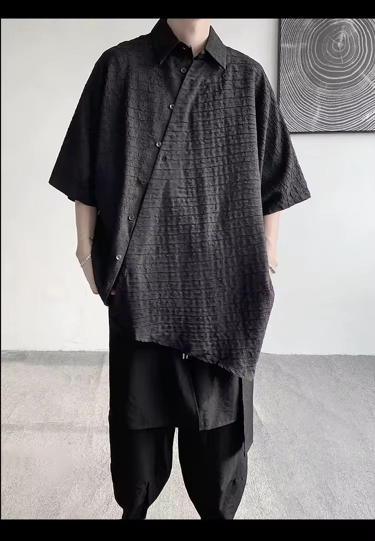 Japanese Brand Oversize Streetwear Loose Black Irregular Shirt Size US M / EU 48-50 / 2 - 1 Thumbnail