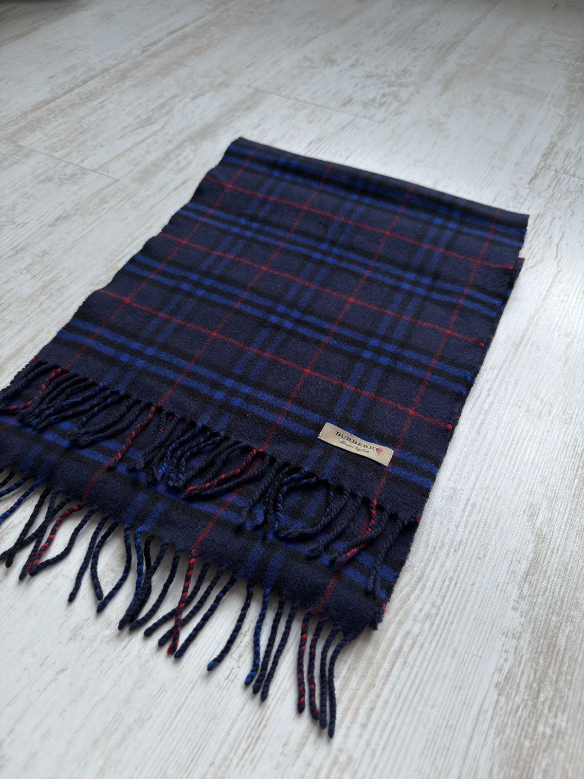 Burberry Burberry London Blue Plaid Wool Cashmere Scarf Nova Chek Size ONE SIZE - 2 Thumbnail