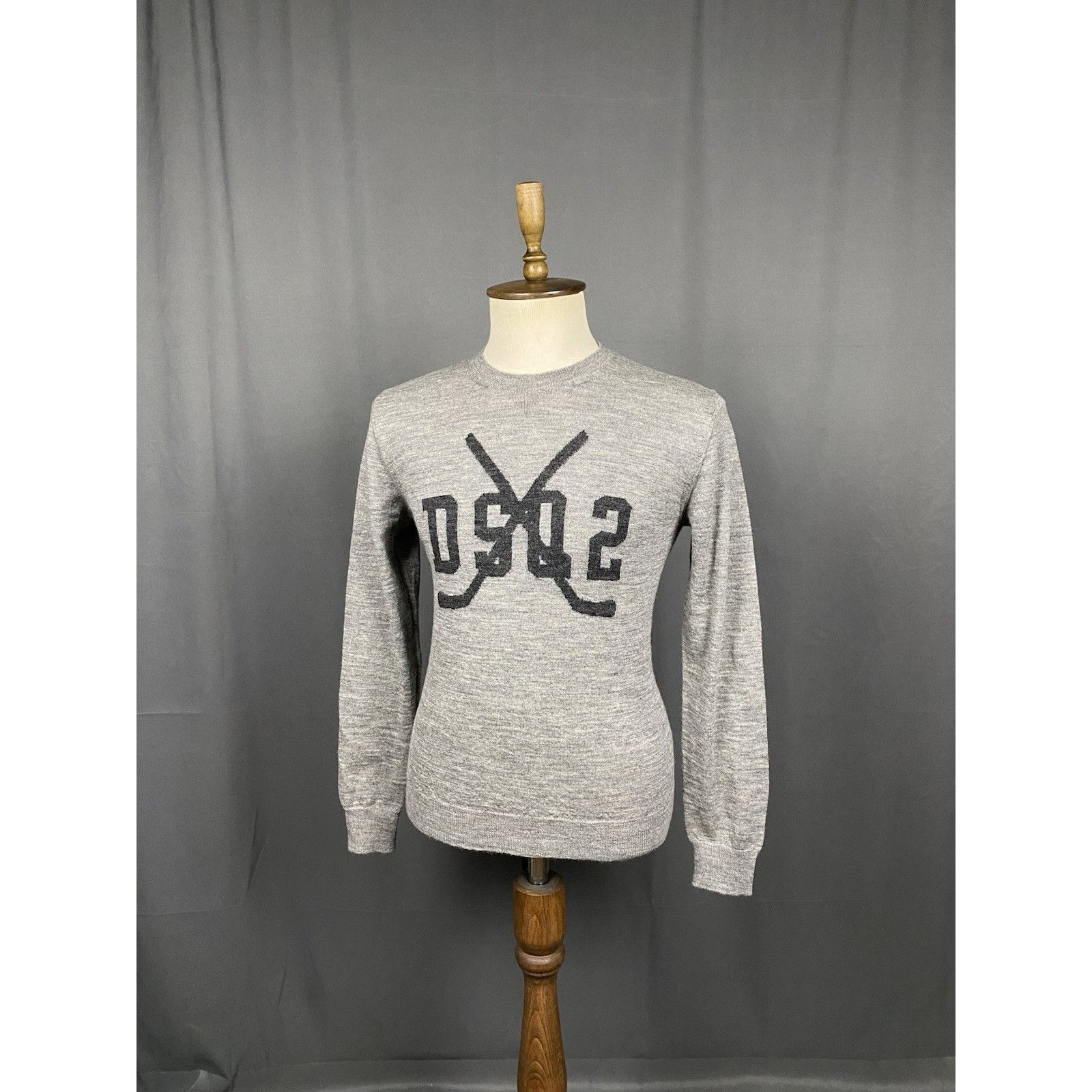 Dsquared2 Dsquared2 Big Logo Men's Gray Crewneck Wool Sweater Size M Size US M / EU 48-50 / 2 - 5 Thumbnail
