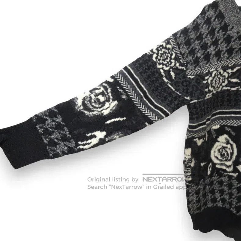 Junya Watanabe Junya Watanabe Rose Jacquard Long Sleeve Wool Knit Size S / US 4 / IT 40 - 4 Thumbnail