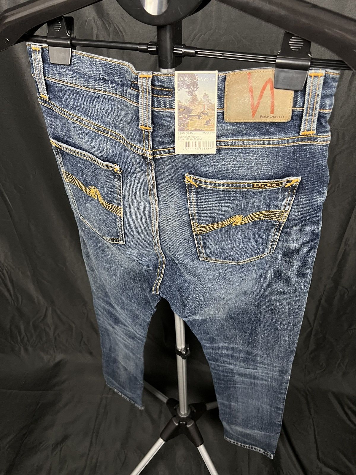 Designer × Nudie Jeans 🔴 DSWT SAMPLE Nudie jeans Lean Dean Deep Dark Indigo Size US 30 / EU 46 - 6 Thumbnail