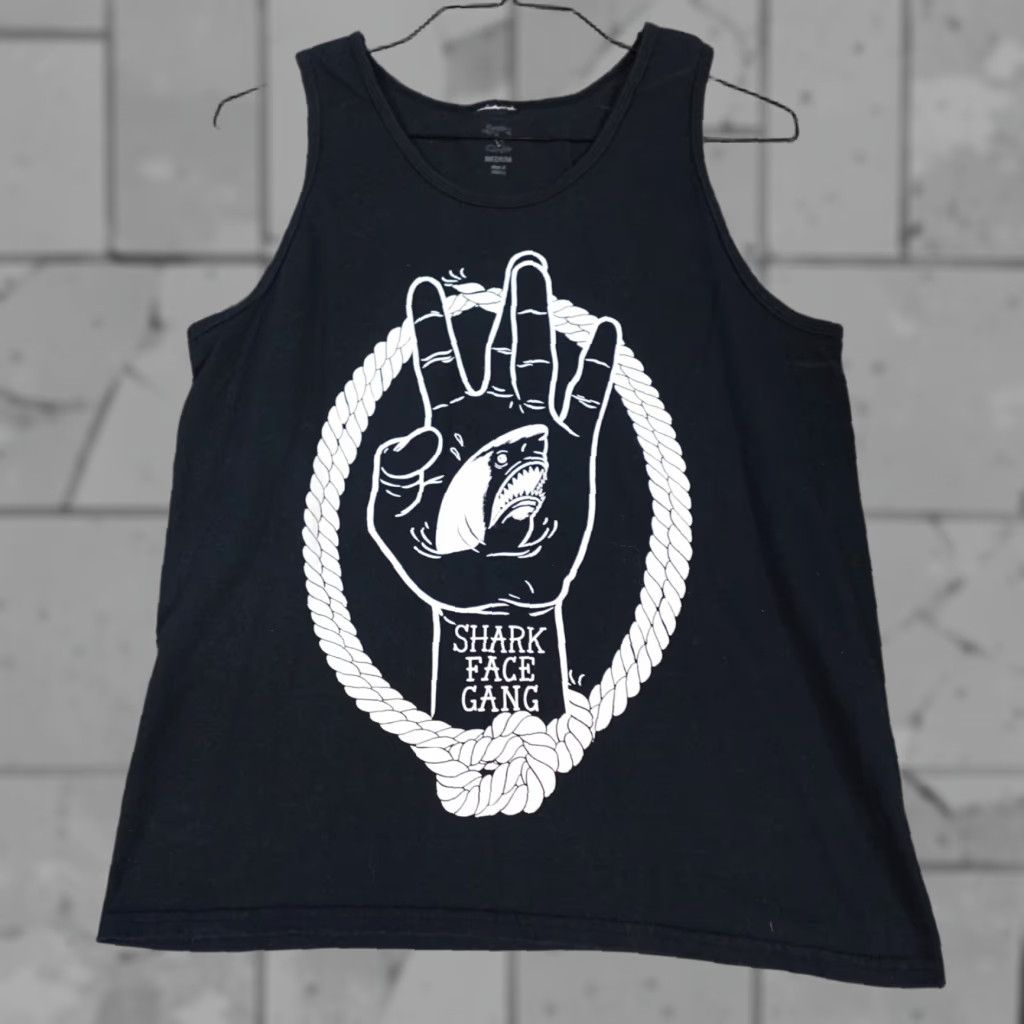 NANGA Macklemore T-shirt Medium Black Tank Top Cotton Shark Face Gang USA Made Crew Neck Unbranded Unisex Adults T-Shirt 90s Band Graphic Print Size US M / EU 48-50 / 2 - 1 Thumbnail