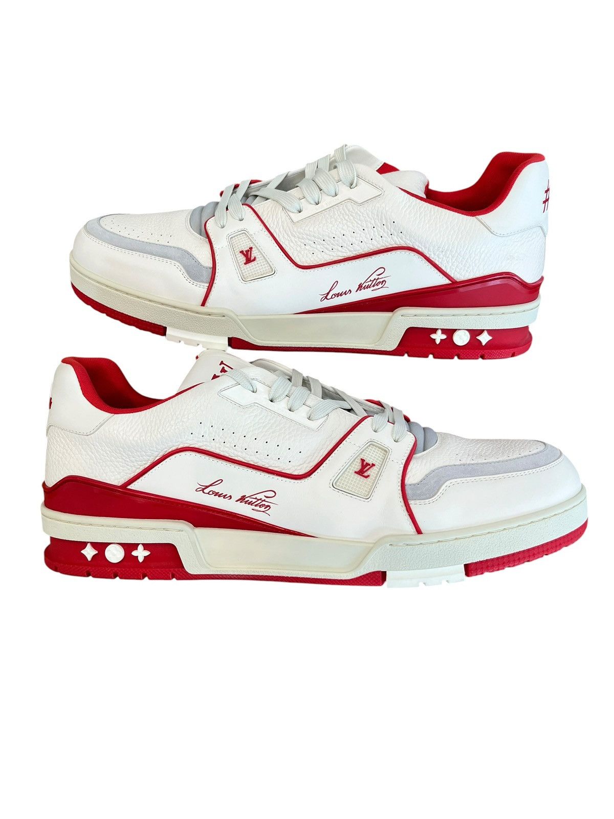 Louis Vuitton Louis Vuitton Trainer #54 Signature White Red Size US 13 / EU 46 - 2 Thumbnail