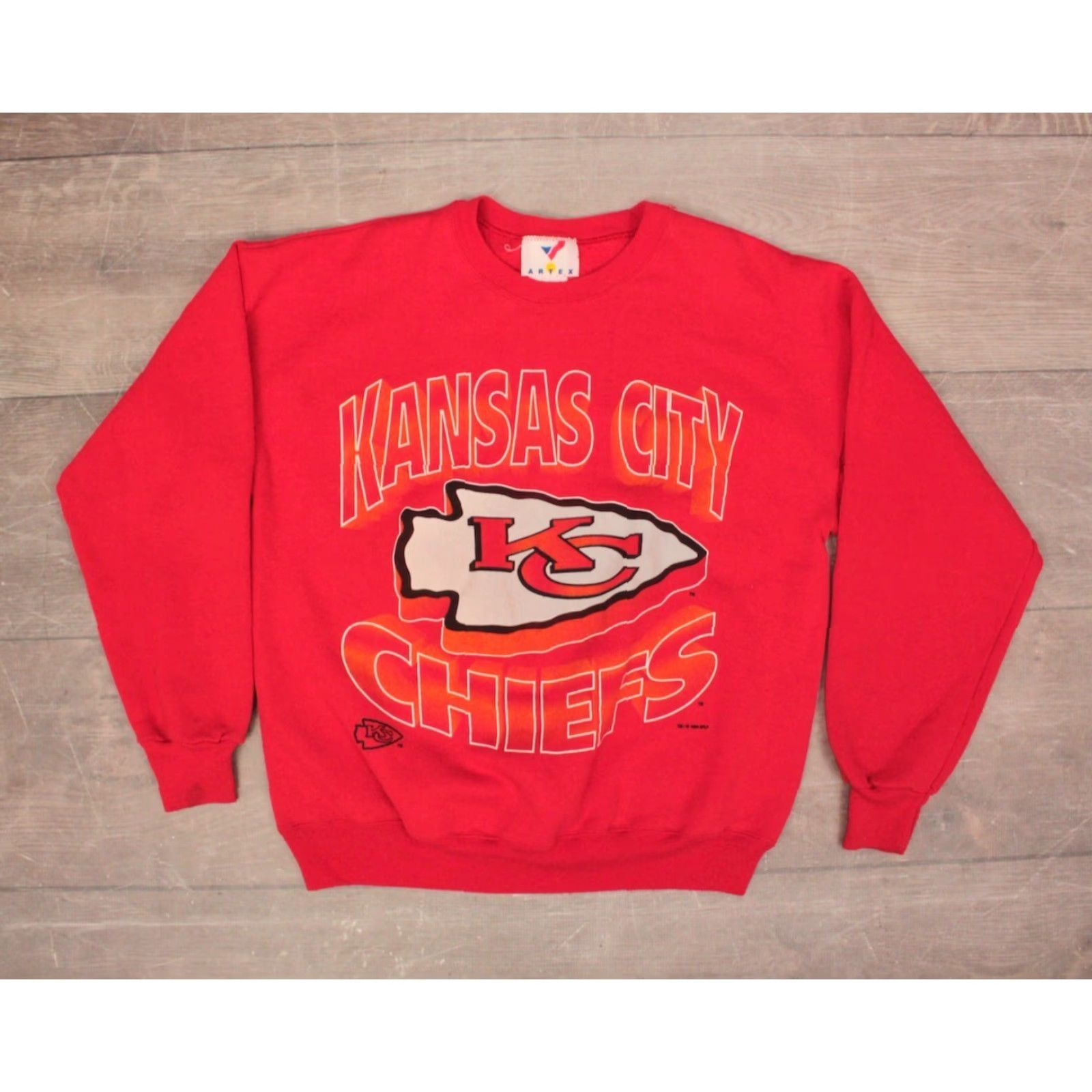 Vintage Chiefs Sweatshirt Mens 90s NFL Football KC Red Artex Size L Vintage Size US L / EU 52-54 / 3 - 2 Thumbnail