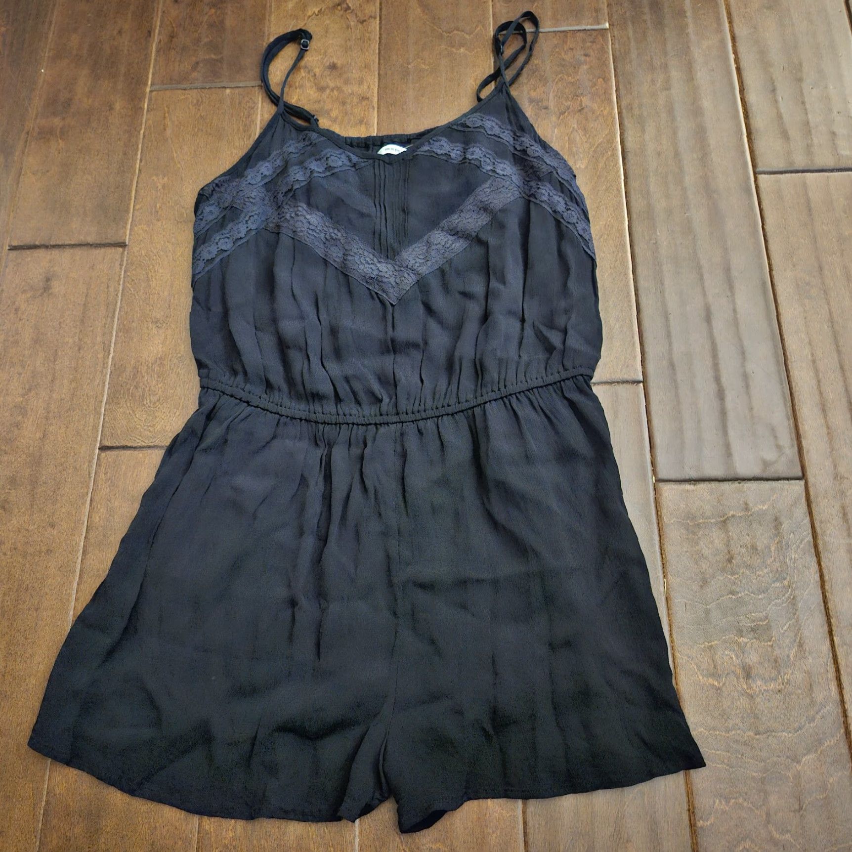 Vintage Kimchi Blue Romper Womens Large Black Lace Trim Sleeveless Elastic Waist Romper Beach Summer 2010s Womens Size 36" / US 14 / IT 50 - 6 Thumbnail