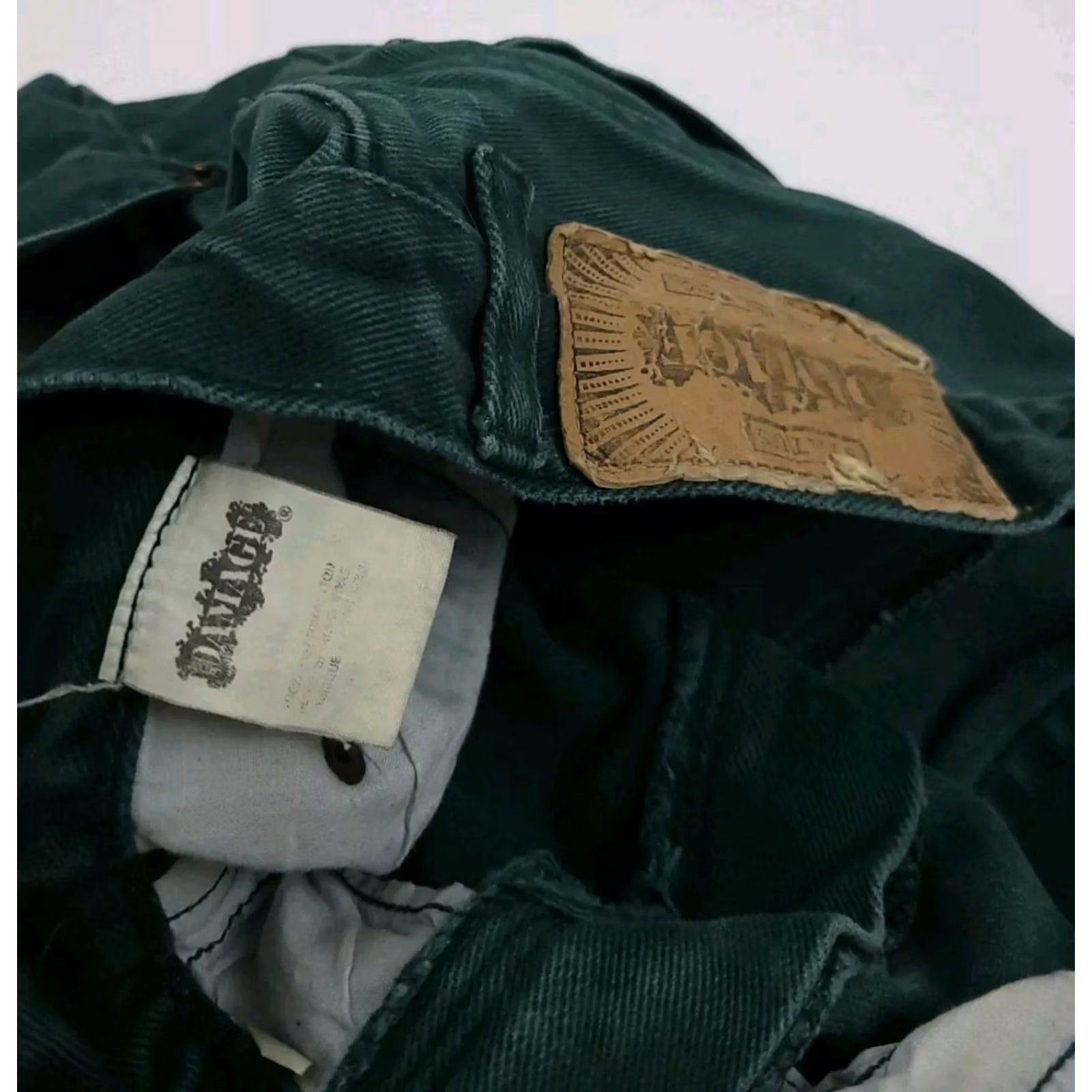 J Brand Vintage Major Damage Denim Jeans Green Brand Vtg 90s Tech Street Wear USA Worn Size US 31 - 7 Thumbnail