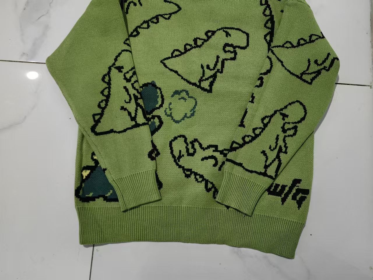 Japanese Brand Green street trend dinosaur print round neck sweater y2k Size US M / EU 48-50 / 2 - 4 Thumbnail