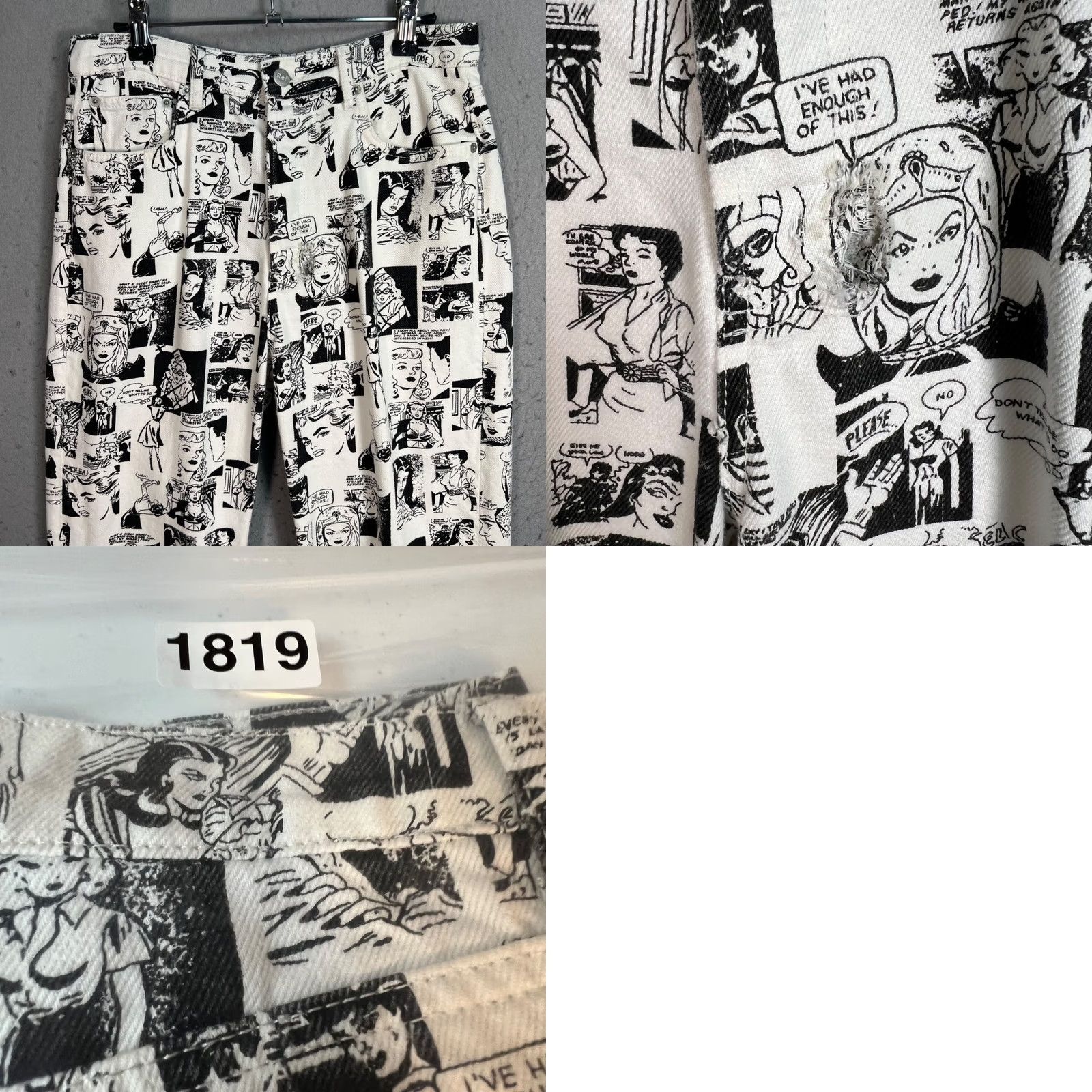 Reformation VINTAGE Reformation Jeans Denim High-Waisted Black & White Comic Print Womens 28 Jeans Size 28" / US 6 / IT 42 - 9 Thumbnail