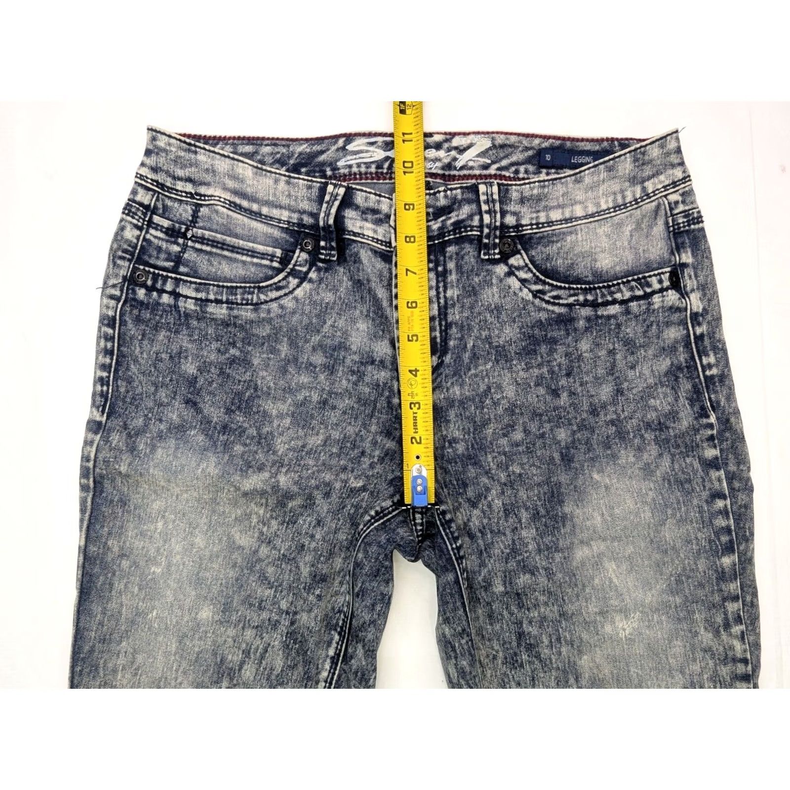 Vintage Seven7 Distressed Legging Jeans Women 10 Skinny 32x28 Light Blue White Denim Pockets Vintage No Size 32" / US 10 / IT 46 - 4 Thumbnail