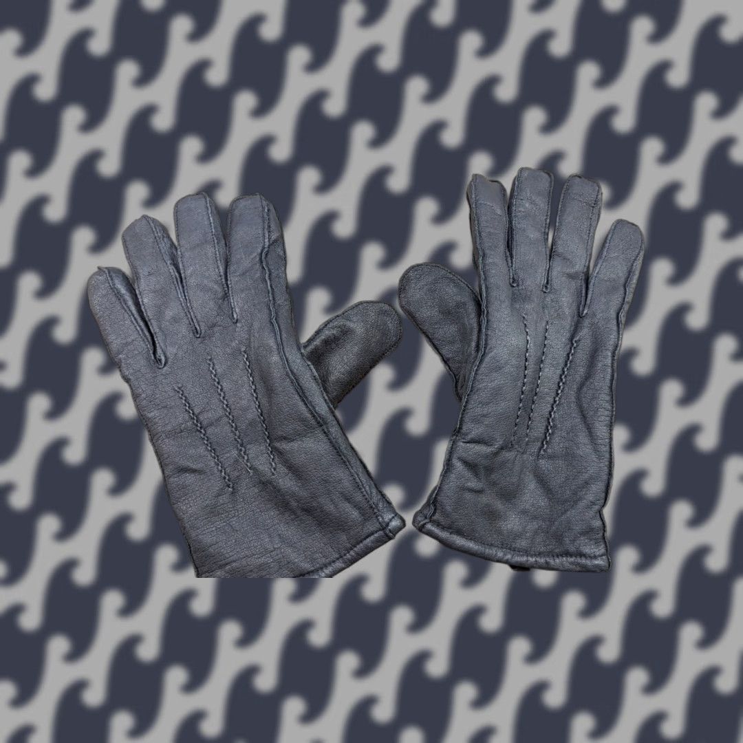 Vintage Genuine Leather Mens Gloves XL Black Lined Warm Winter - Unbranded Glove Mens XL Winter Black Leather Gloves Size ONE SIZE - 1 Thumbnail