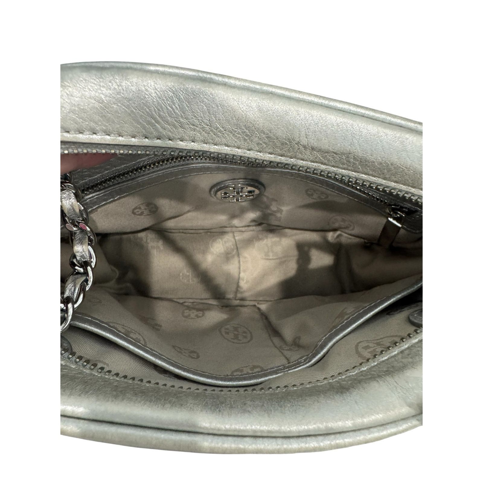 Tory Burch Tory Burch Silver Pebbled Leather Crossbody + Wallet Set Size ONE SIZE - 5 Thumbnail