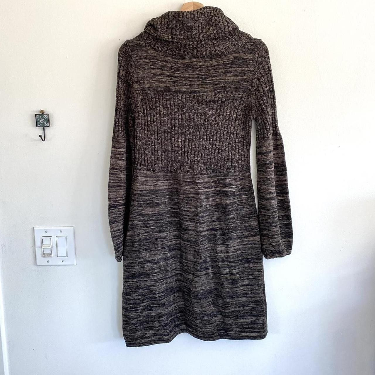 Calvin Klein CALVIN KLEIN BLACK BROWN SWEATER MIDI DRESS TURTLE MEDIUM Size M / US 6-8 / IT 42-44 - 8 Thumbnail